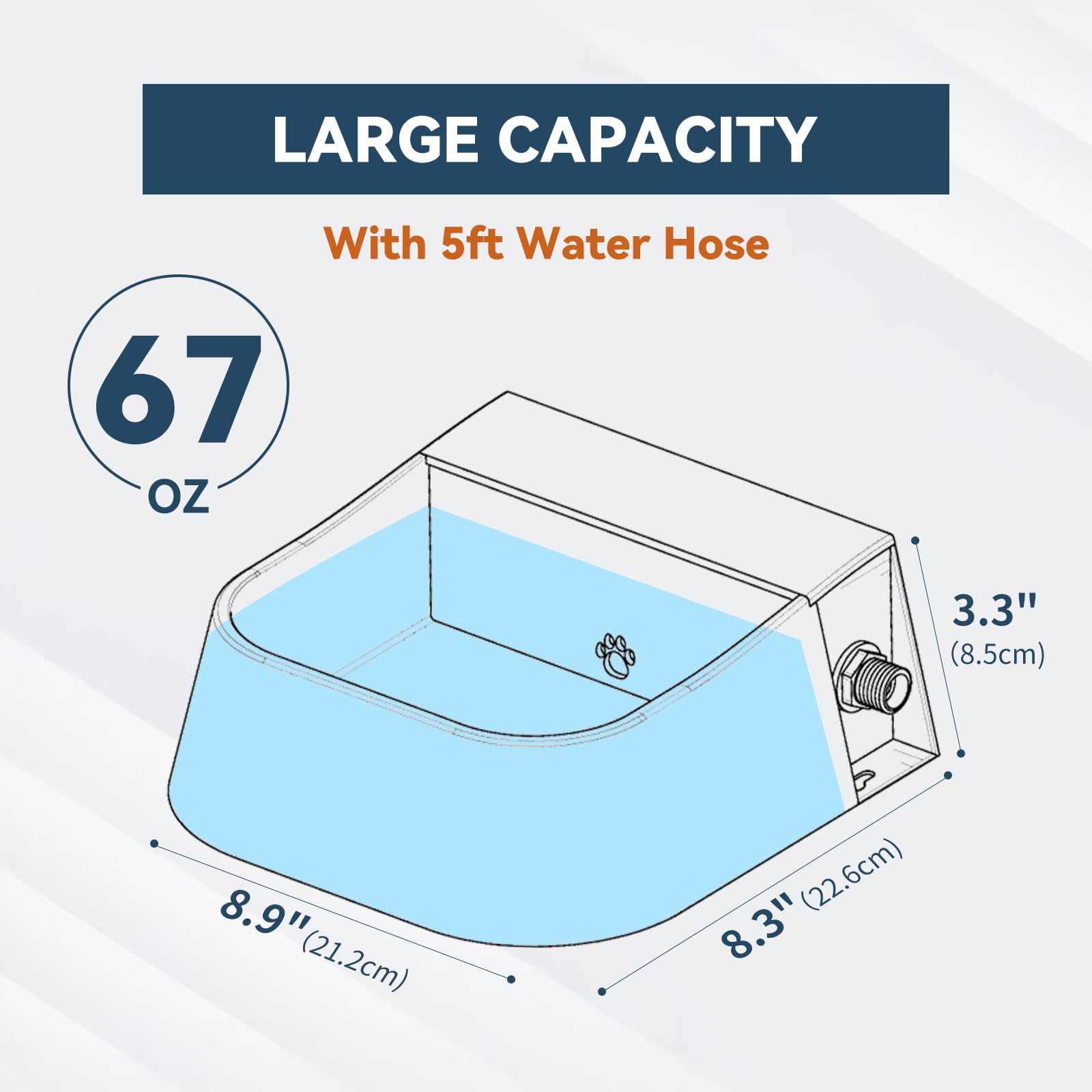 Billionchains Dog Automatic Water Bowl For 3/4    Ght Male Faucet, 2L Outdoor Auto Fill Water Dispenser With 5Ft Water Hose