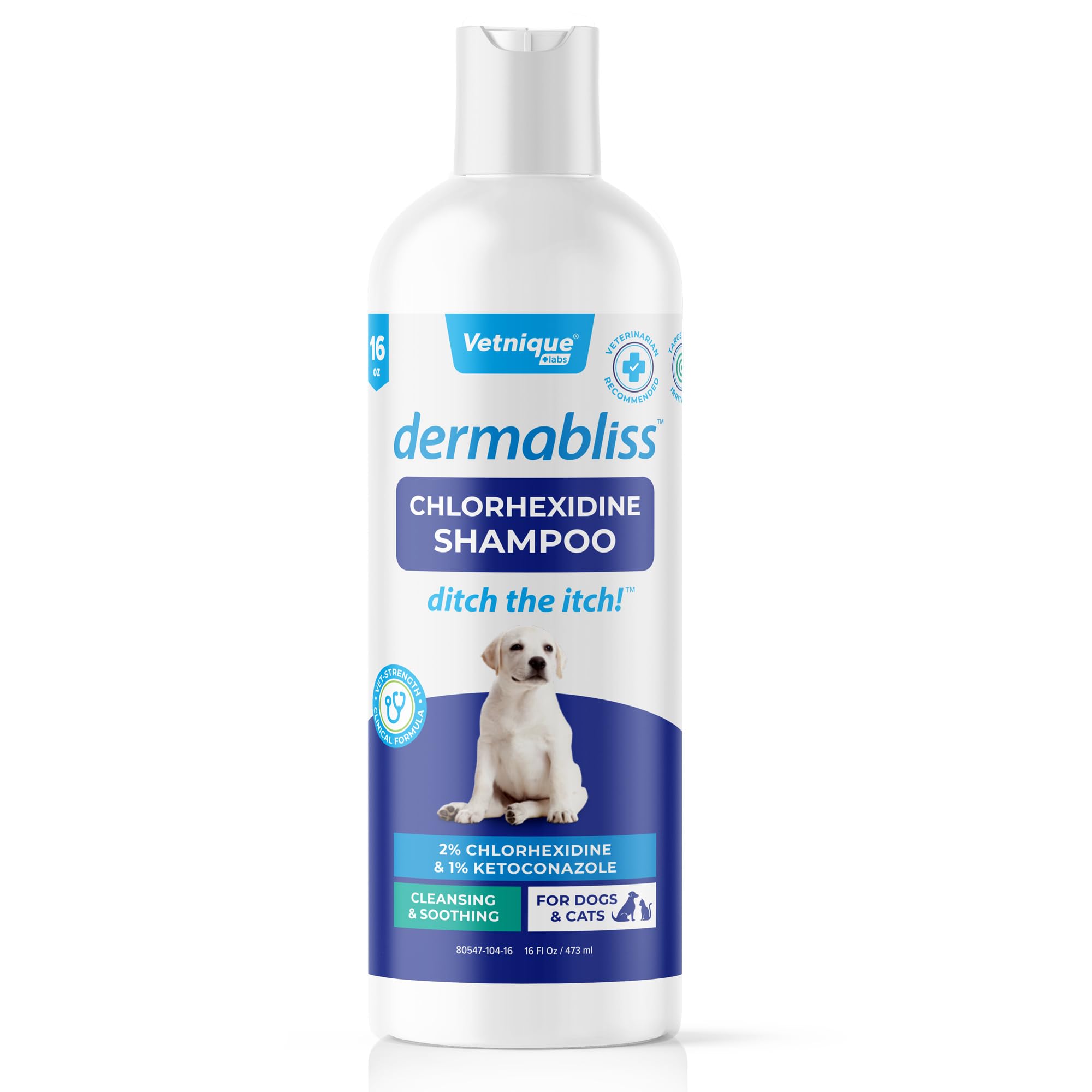 Vetnique Dermabliss Chlorhexidine for Dogs Skin Health - Antibacterial Medicated Dog Shampoo - for Skin Infections & Irritation,