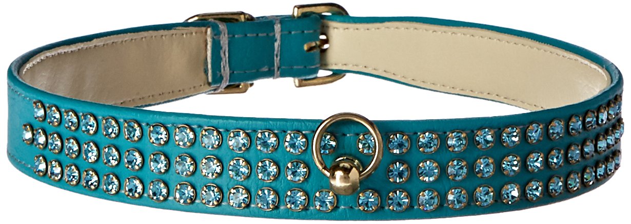 Dog, Puppy & Pet Collar, &quot;Manhattan Rhinestone&quot; Turquoisew/Turquoise 22