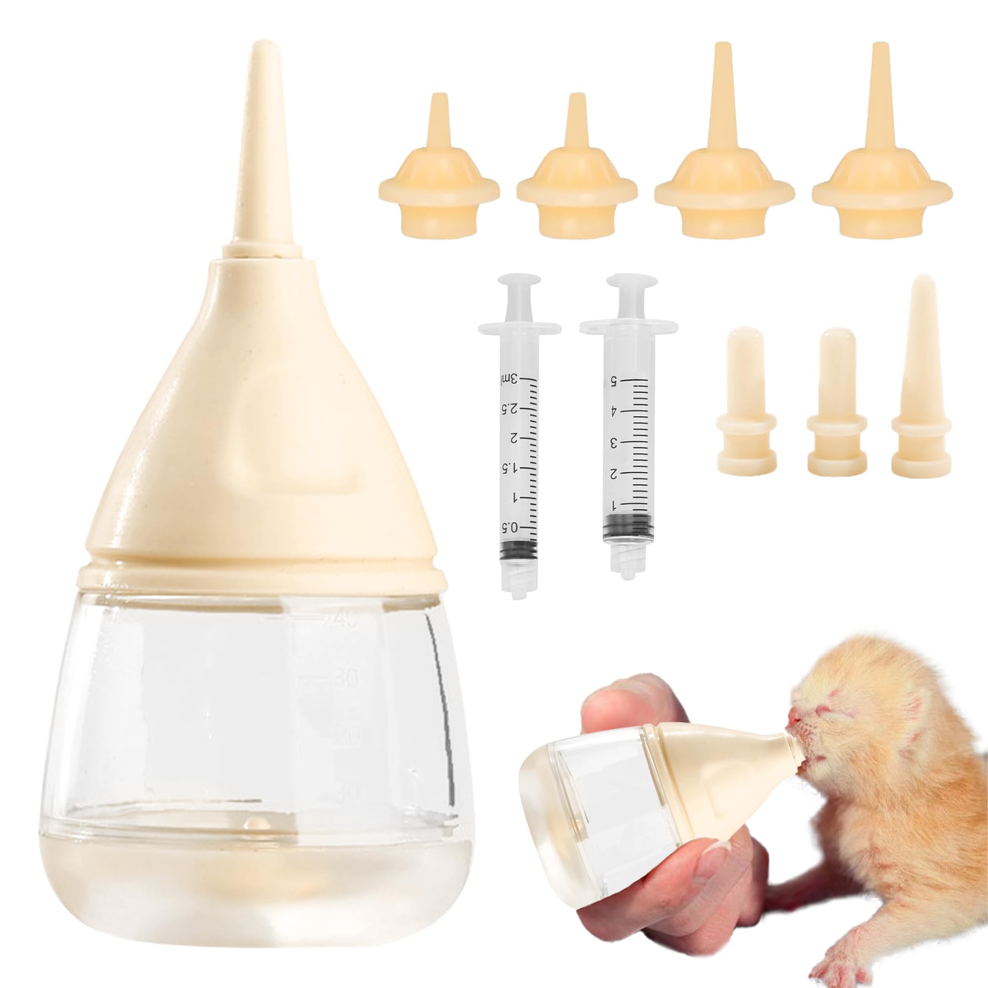 Kitten Bottles for Nursing,Puppy Bottles and Syringes for Nursing Puppy Milk, Anti-Choking Puppy Feeder Design,with 5pcs Replace
