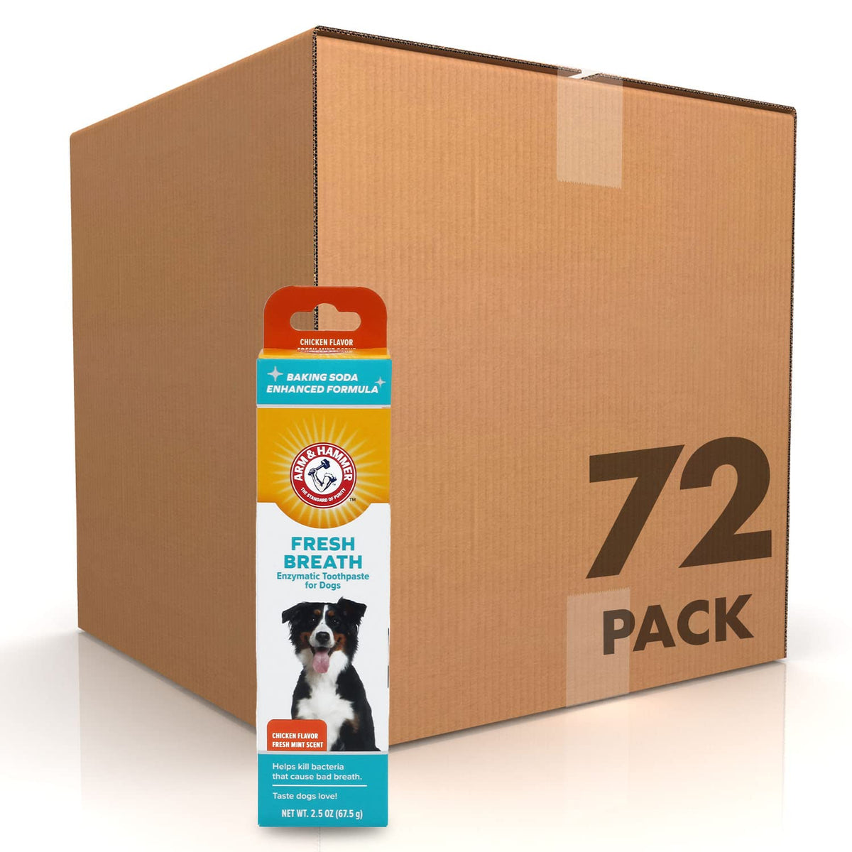 Arm & Hammer For Pets Dental Enzymatic Toothpaste For Dogs | No More Doggie Breath | Dog Toothpaste Safe For All Dogs And Puppies, Advanced Care, Chicken Flavor - 72 Pack