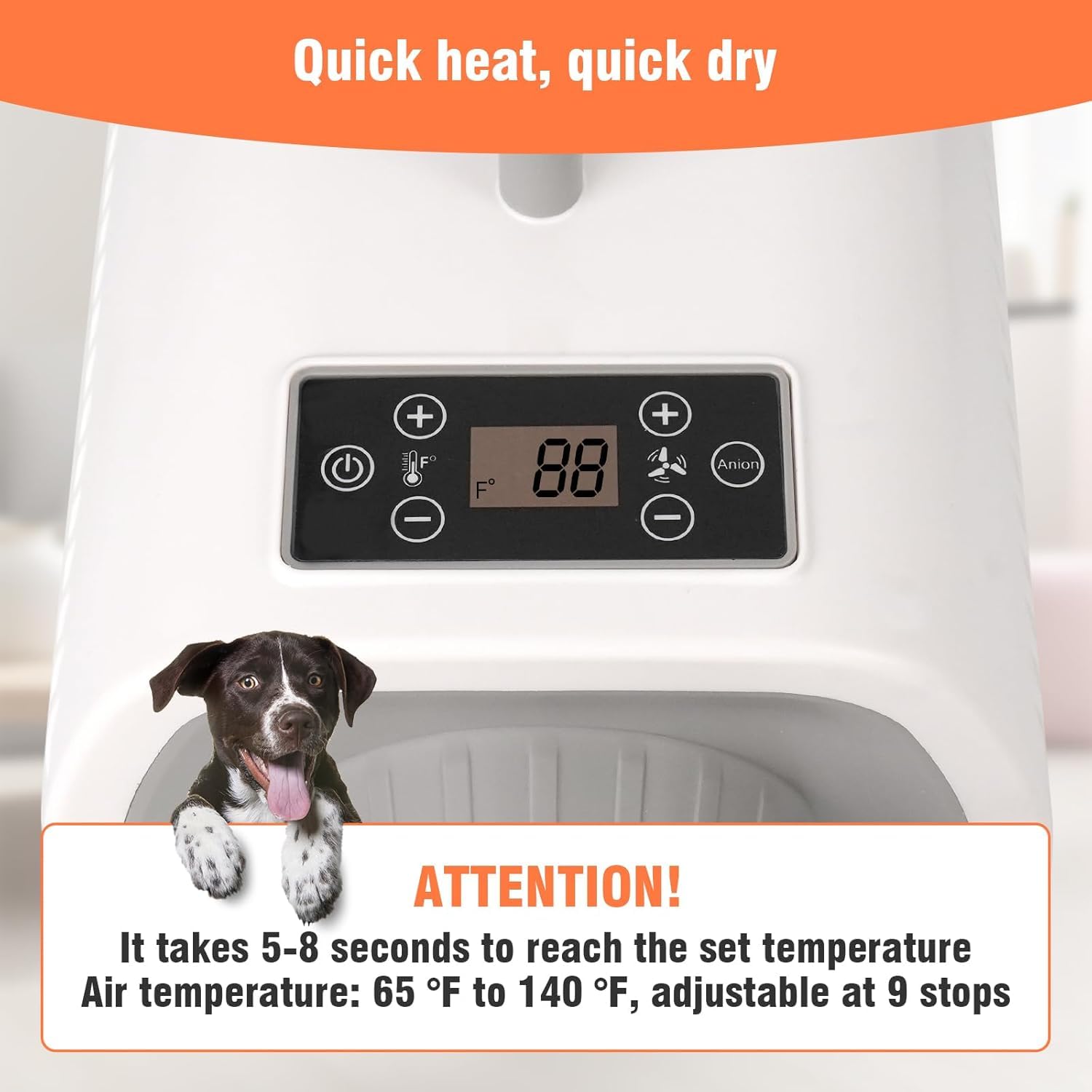 Pegnoy Dog Dryer, High-Speed Professional Pet Grooming Dryer, Cat Dryer, Fast Drying, 3 Different Nozzles, Suitable For All Kind