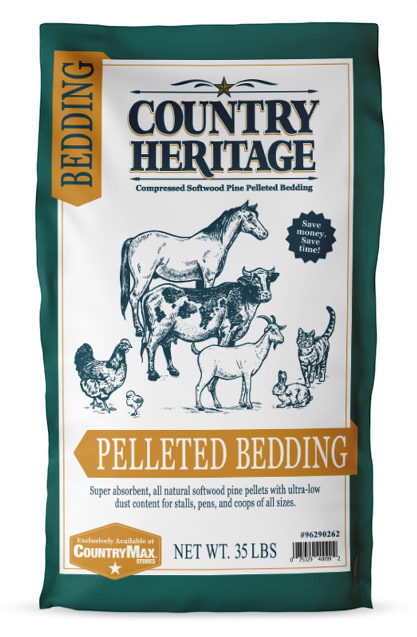 Country Heritage Premium Low Dust Pelleted Bedding Super Absorbent All Natural Softwood Pine Pellets 35 Lbs.