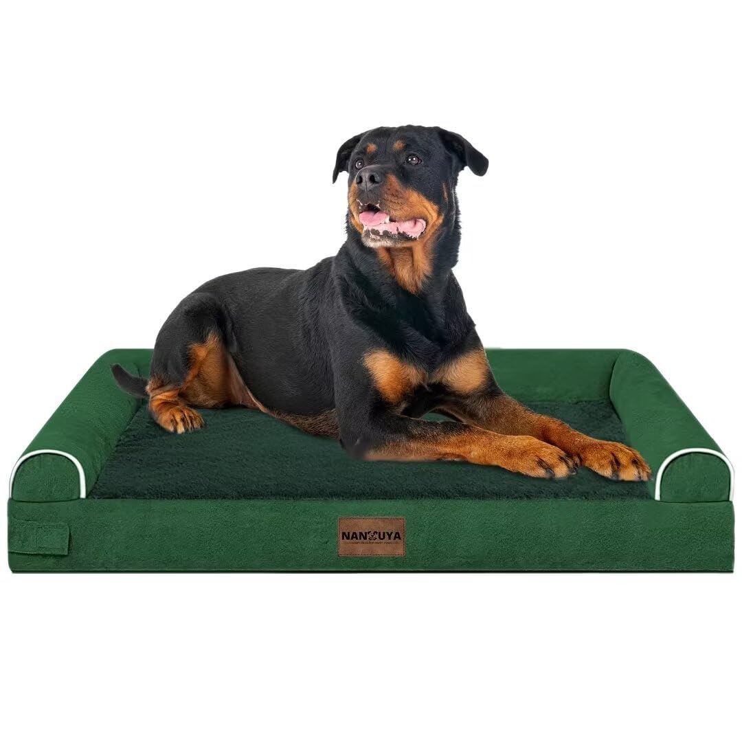 Large Dog Bed Orthopedic Washable: Beds Bolster Xxl Bed Big Xlarge Dogs Egg Crate Foam Sofa Couch Waterproof Removable Cover - Emerald