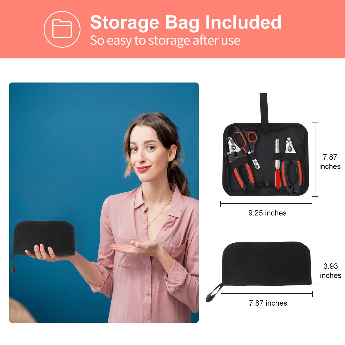 Bretheil Dog Nail Clippers Trimmer Set, Quick Safety Guard To Avoid Over-Cutting, Stainless Steel Razor Sharp Blades, Sturdy Non-Slip Handles, Storage Case And Nail File, Professional Pet Grooming