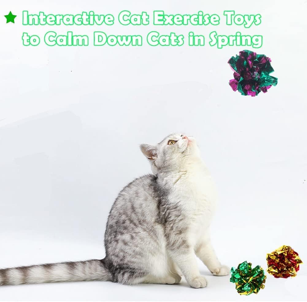 Petfavorites Mylar Crinkle Balls Cat Toys Interactive Crinkle Cat Toy Balls Independent Pet Kitten Cat Toys For Fat Cats Kittens Exercise, Soft And Right Size (6 Pack)