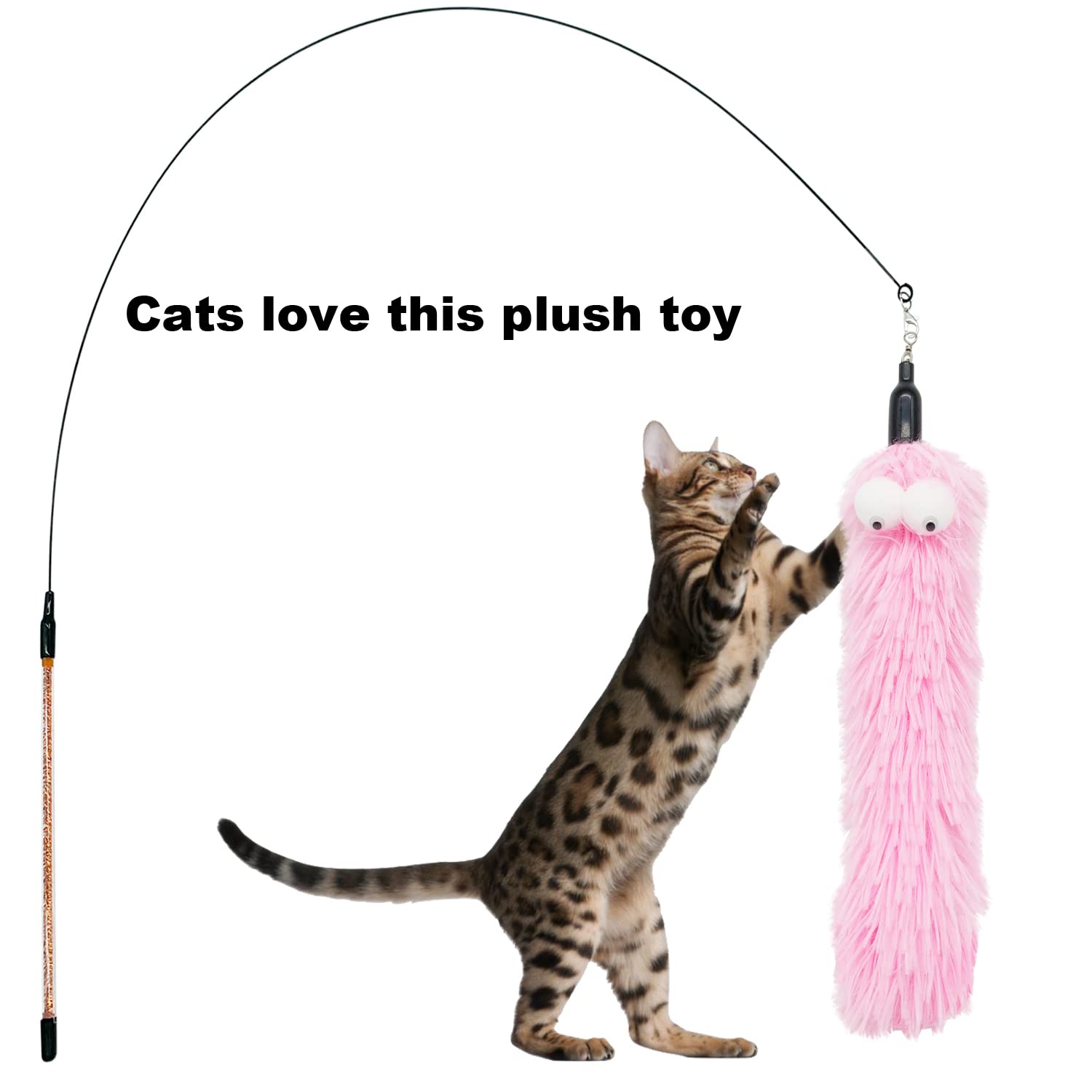 Cateness Cat Worm Toy Refills Cat Wand Replacement Worms, 8 Pcs Worms Cat Toy,Cat Wand Attachments Assorted Teaser Worms For Cat