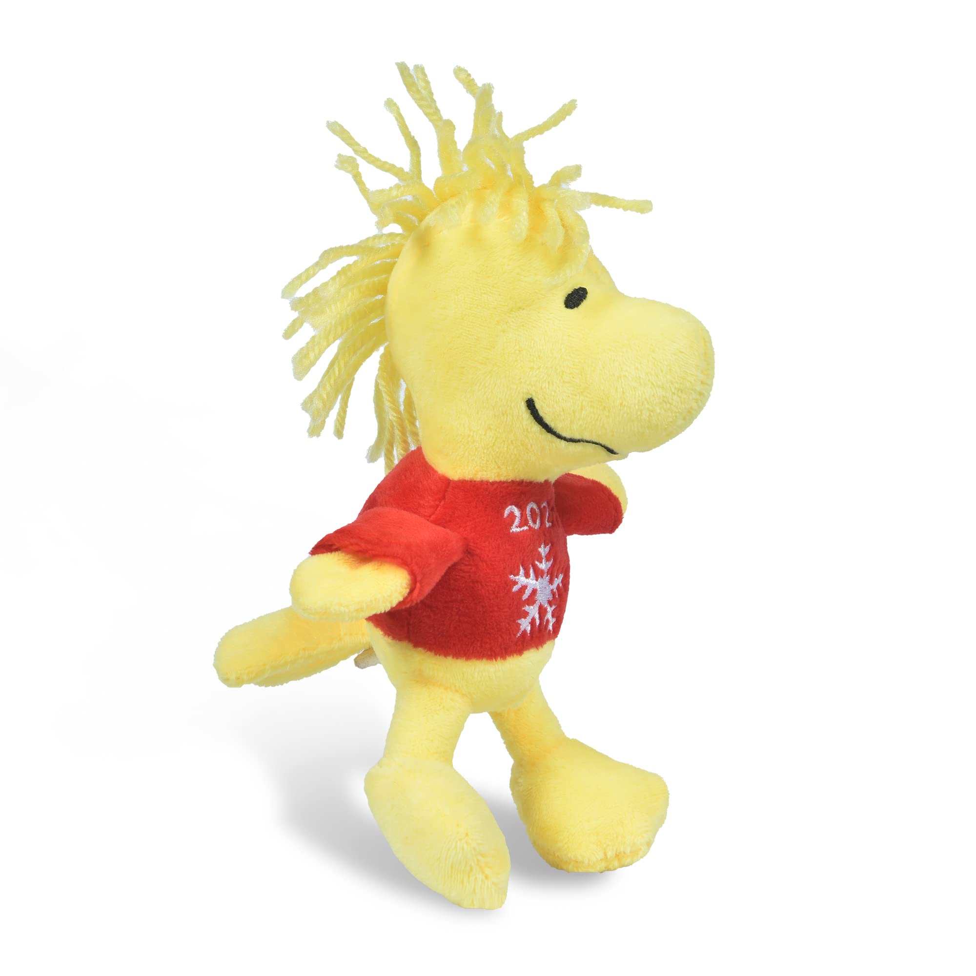 Peanuts for Pets 6" Woodstock Plush Dog Toy with Squeaker - Red Snoopy Holiday, Officially Licensed, Model FF19106