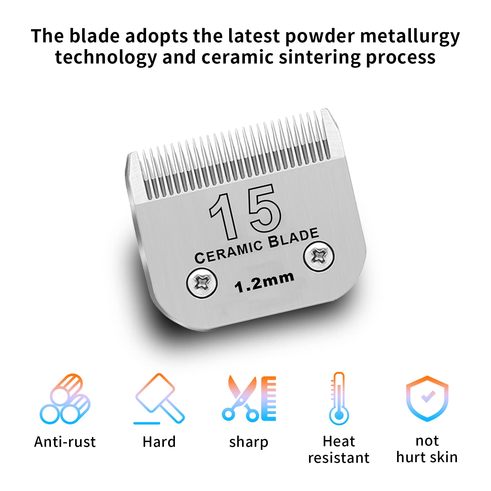 Dodaer 3 Pack 15# Detachable Pet Dog Grooming Ceramic Blades,Compatible With Andis,Oster A5,Wahl Km-10 Series,Size 15# Blade 3/6