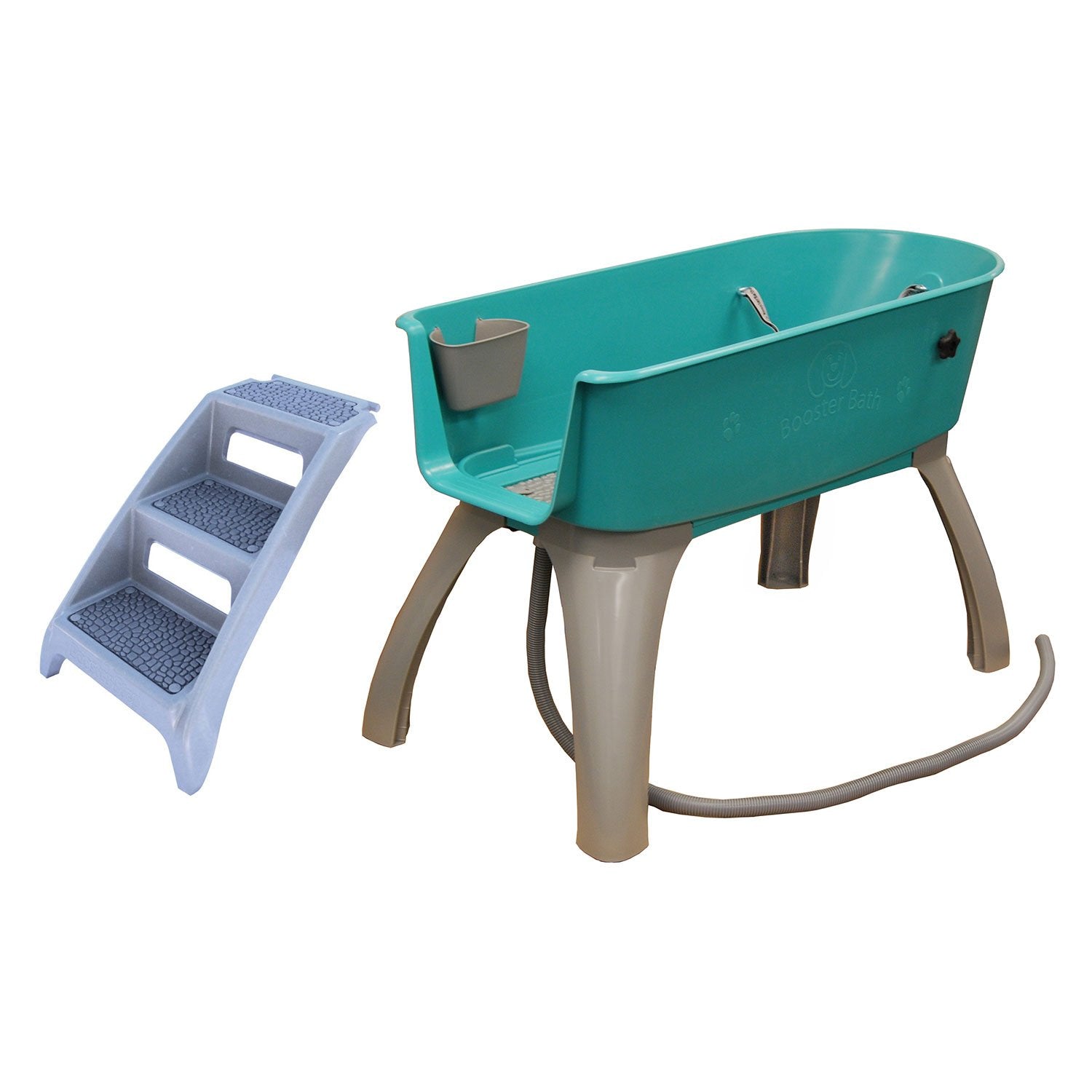 Booster Bath Elevated Pet Bathing X-Large With Step Combo (Combo), Teal, Model:Bb-Xl-Step