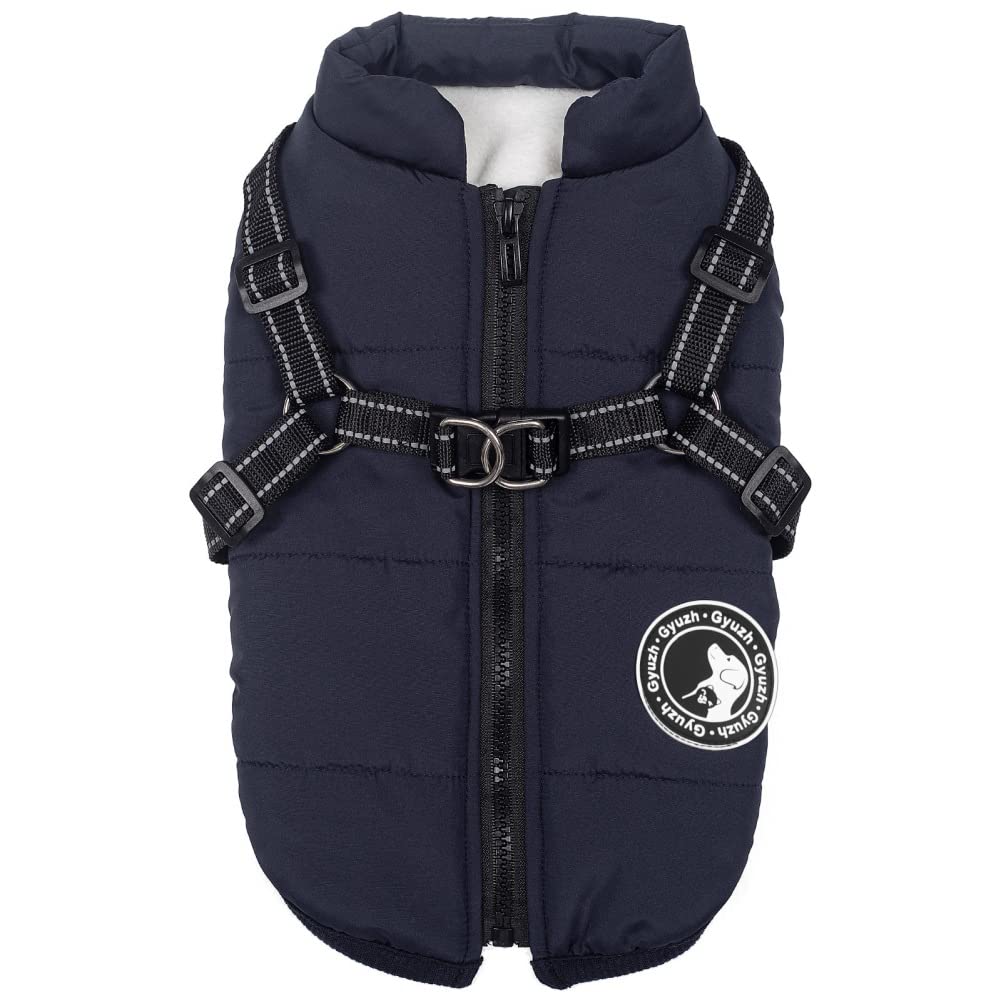 Gyuzh Dog Coat With Harness Winter Dog Coat Fleece Dog Jacket Waterproof Dog Coat Zipper Dog Jacket Puppy Coat Small Dog Clothes