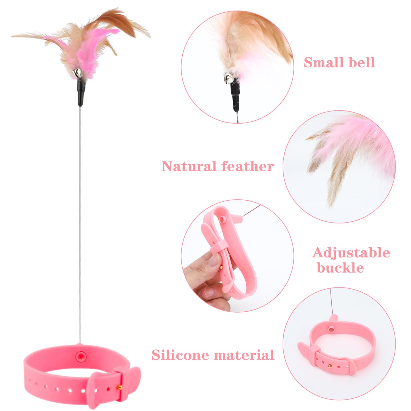 Subang 9 Pieces Cat Feather Toys Replacement Cat Toy With Collar Wand Refills Cats Toy Replacement Natural Bird Feathers For Cat