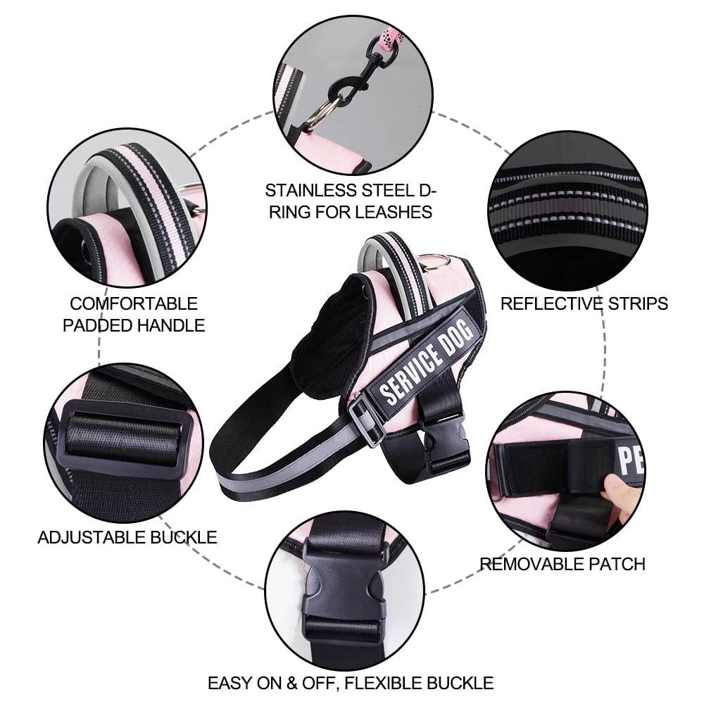 Service Dog Vest Harness And Leash Set, Animire In Training Dog Harness With 8 Dog Patches, Reflective Dog Leash With Soft Padded Handle For Small, Medium, Large, And Extra-Large Dogs