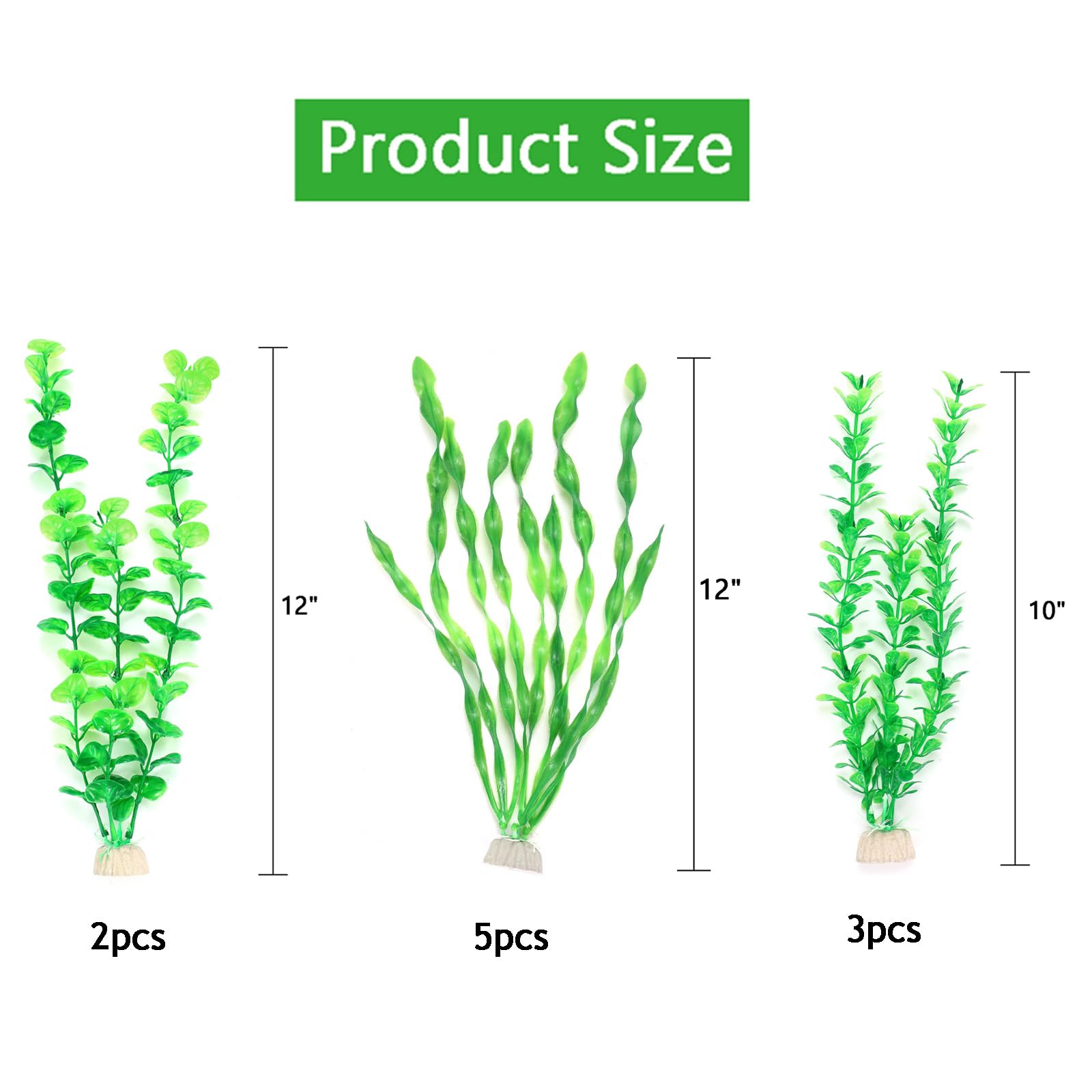Aquaneat Fish Tank Artificial Plants, Aquarium Plants Plastic,Fish Tank Decorations, Multi Shape, 10Packs