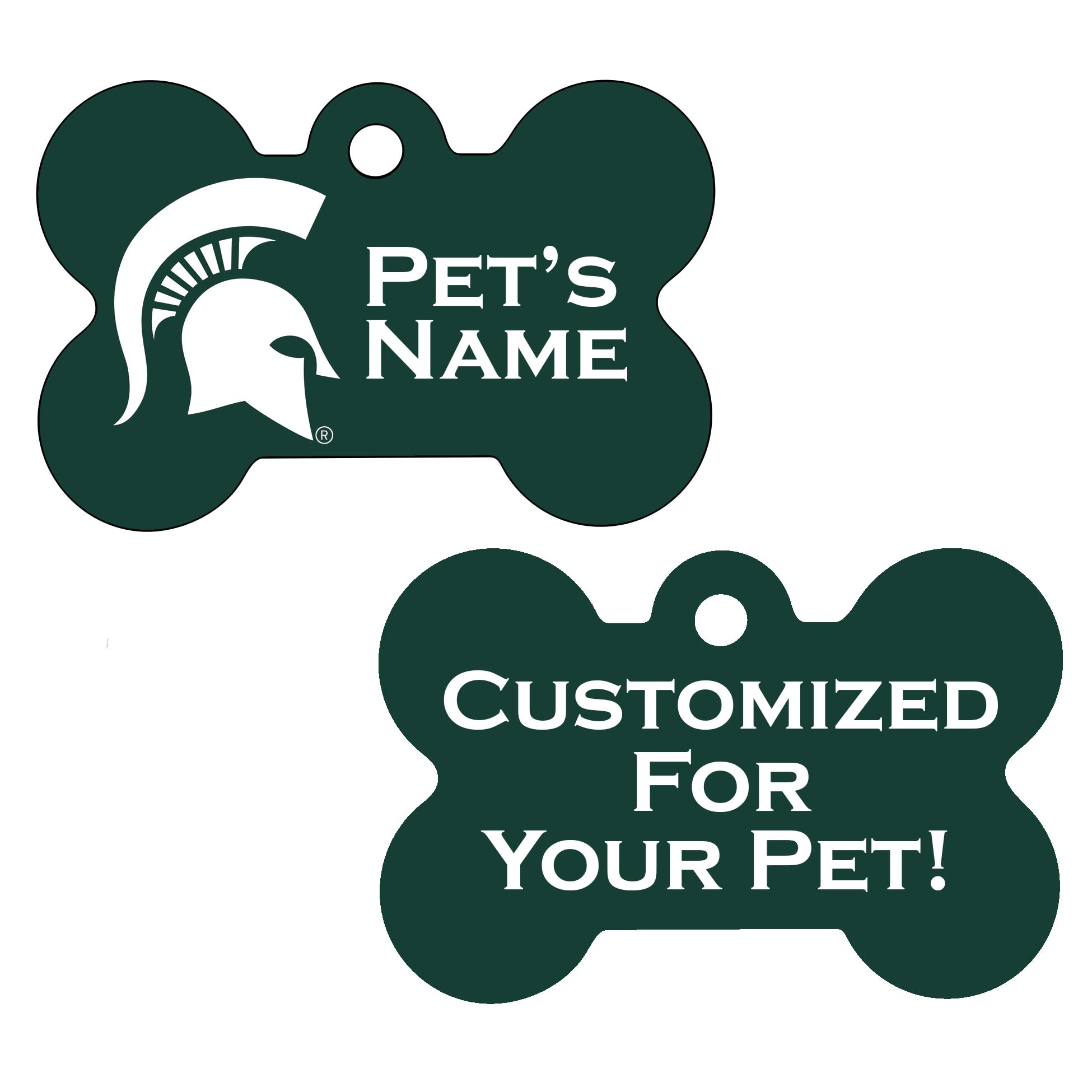 Michigan State Spartans 2-Sided Pet Id Dog Tag | Officially Licensed | Personalized For Your Pet