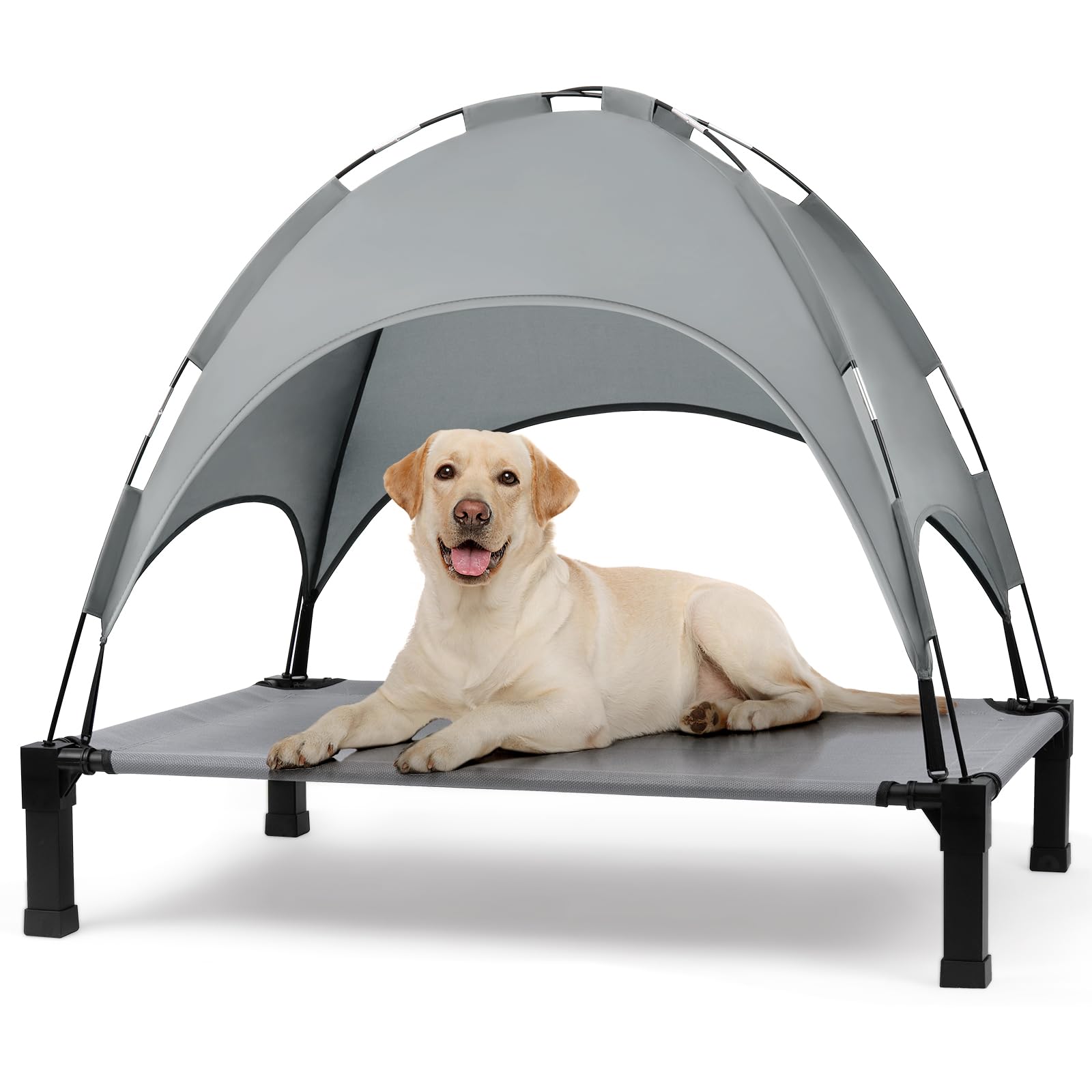 Heeyoo Elevated Dog Bed With Canopy, Outdoor Dog Bed Cot With Removable Shade Tent, Portable Raised Pet Cot Cooling Bed For Dogs