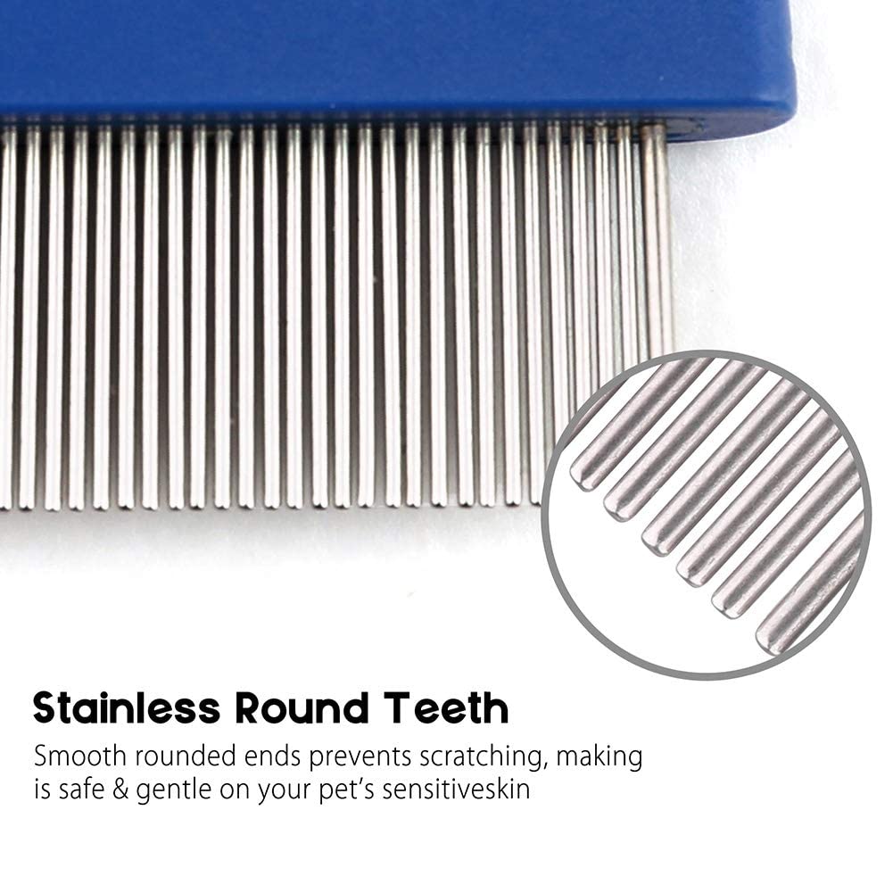PrimePets Flea Comb for Cats and Dogs - Blue Pet Hair Removal Comb, 1 Count, Effective Grooming Tool