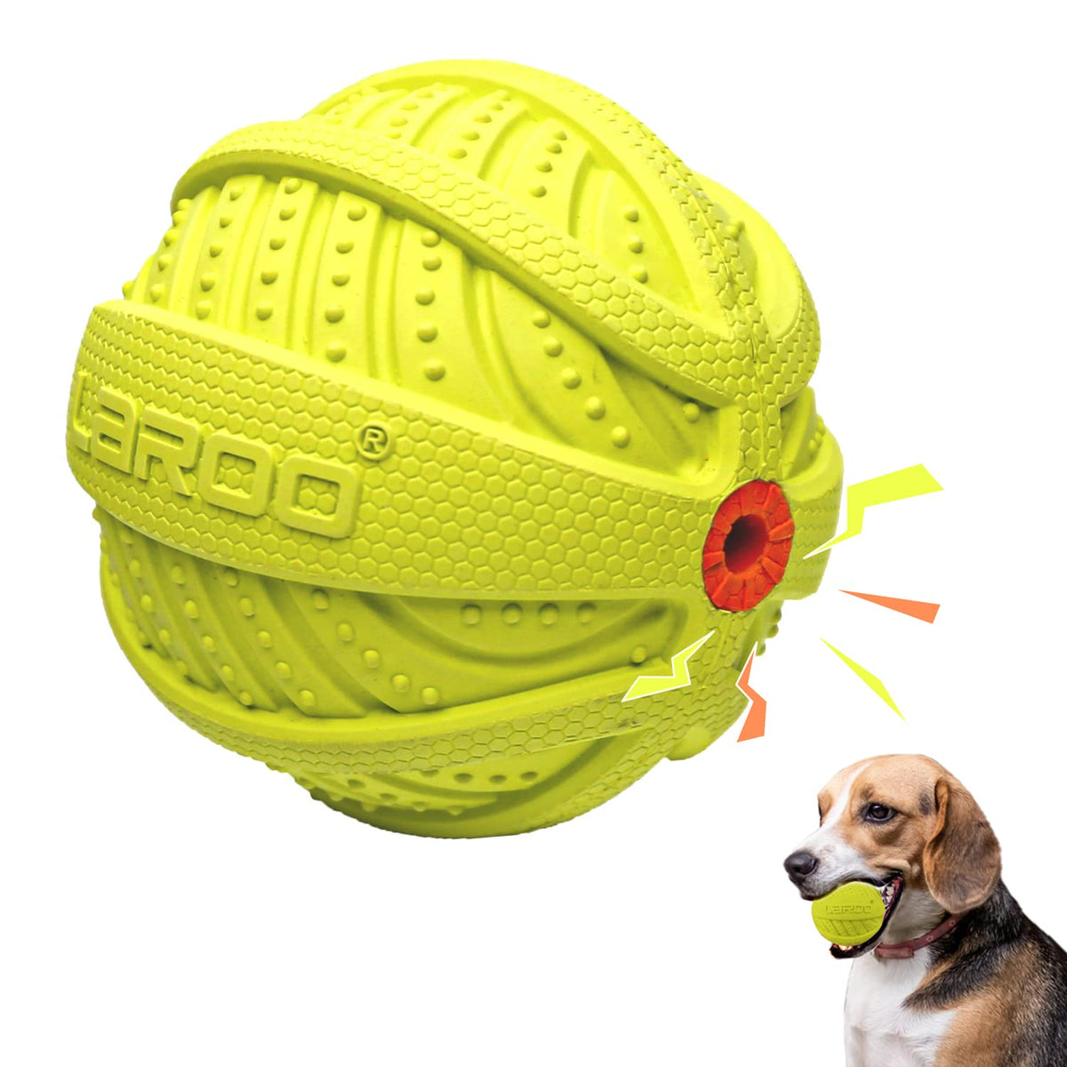 Laroo Squeaky Dog Ball Toy,Durable Natural Rubber Squeaker Ball Throwing Training,Teeth Cleaning Chew Toy For Pet Medium And Large Dogs (9Cm Green)