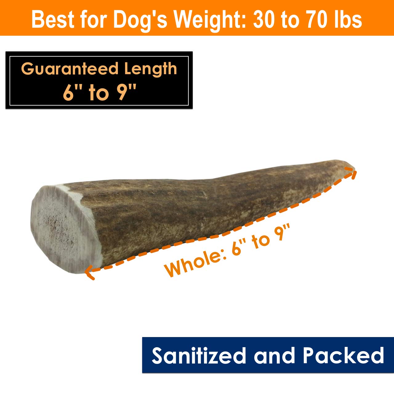 Deluxe Naturals Elk Antler Chews For Dogs | Naturally Shed Usa Collected Elk Antlers | All Natural A-Grade Premium Elk Antler Dog Chews | Product Of Usa, 1-Lb Pack Large Cuts