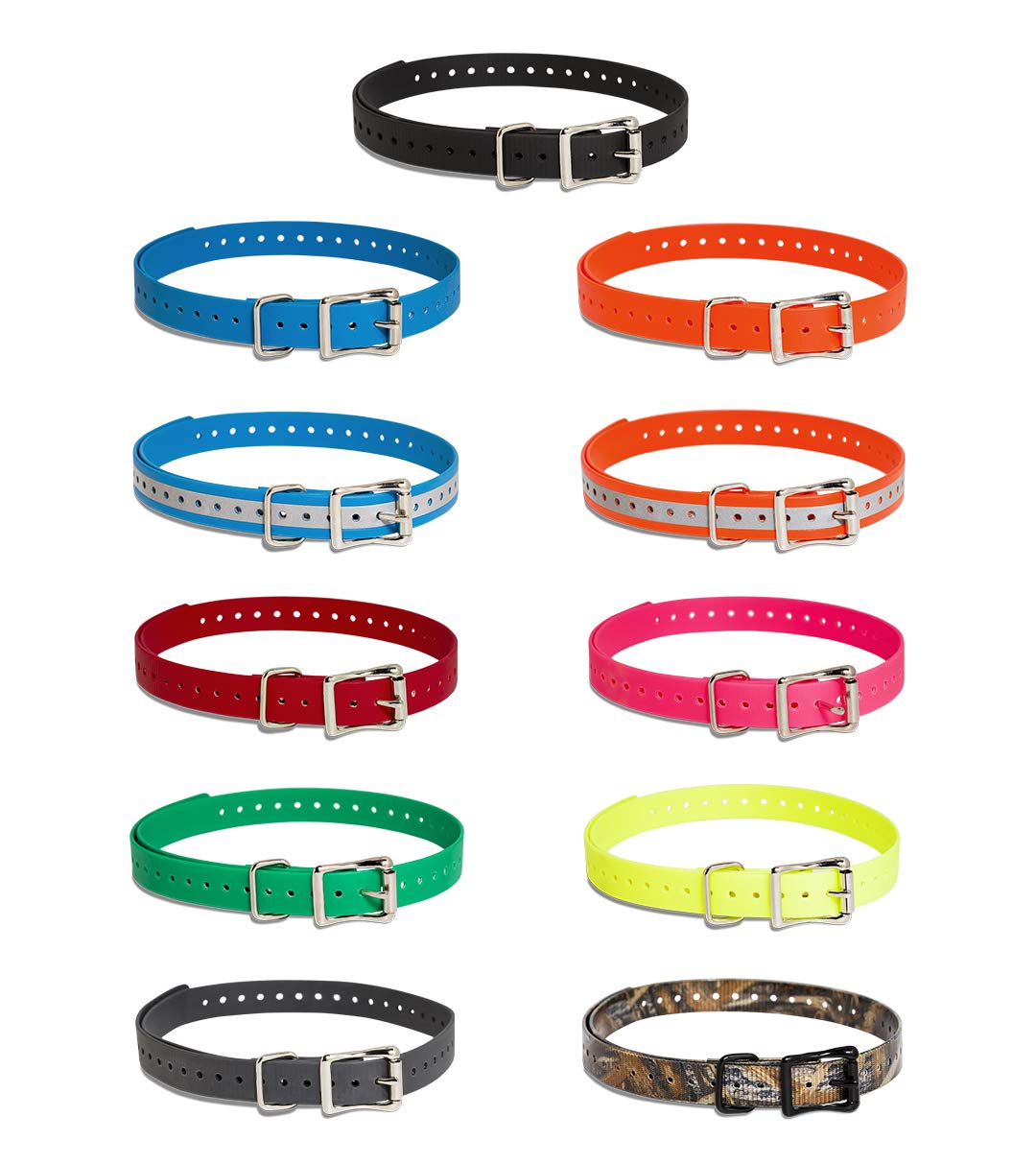 Sportdog Brand 3/4 Inch Collar Straps - Waterproof And Rustproof - Tighlty Spaced Holes For Proper Fit - Reflective Blue