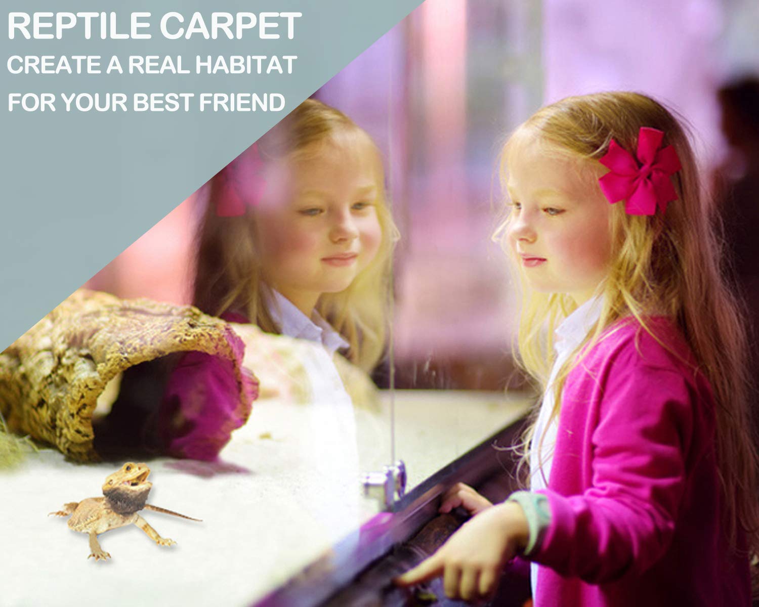 Hercocci 2 Pack Reptile Carpet, 39’’ X 20’’ Terrarium Bedding Substrate Liner Reptile Cage Mat Tank Accessories For Bearded Dragon Lizard Tortoise Leopard Gecko Snake (Grey)