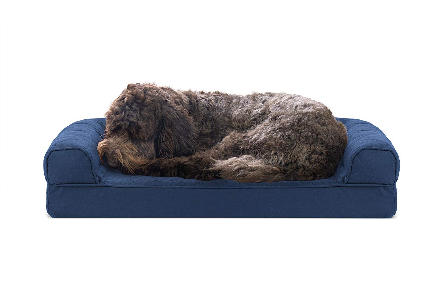 Furhaven Cooling Gel Dog Bed for Medium/Small Dogs w/ Removable Bolsters & Washable Cover, For Dogs Up to 35 lbs - Quilted Sofa 