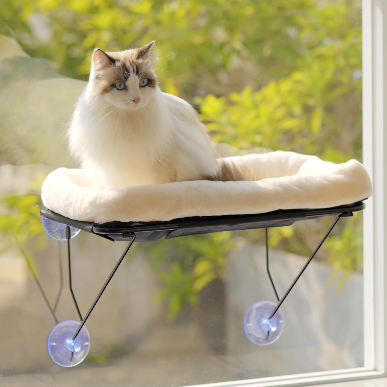 Foldable Cat Window Perch - Cozy Cat Window Hammock Bed For Large Cats, With Metal Frame For 40Lbs Load-Bearing, Easy Install Wi