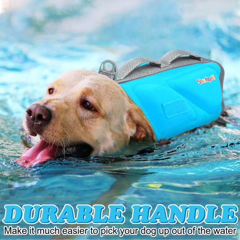 Sheripet Dog Life Jacket For Large Dogs, Dog Life Vest For Swimming With Three Fashion Fabric Patches, Pet Swim Vest With Reflec