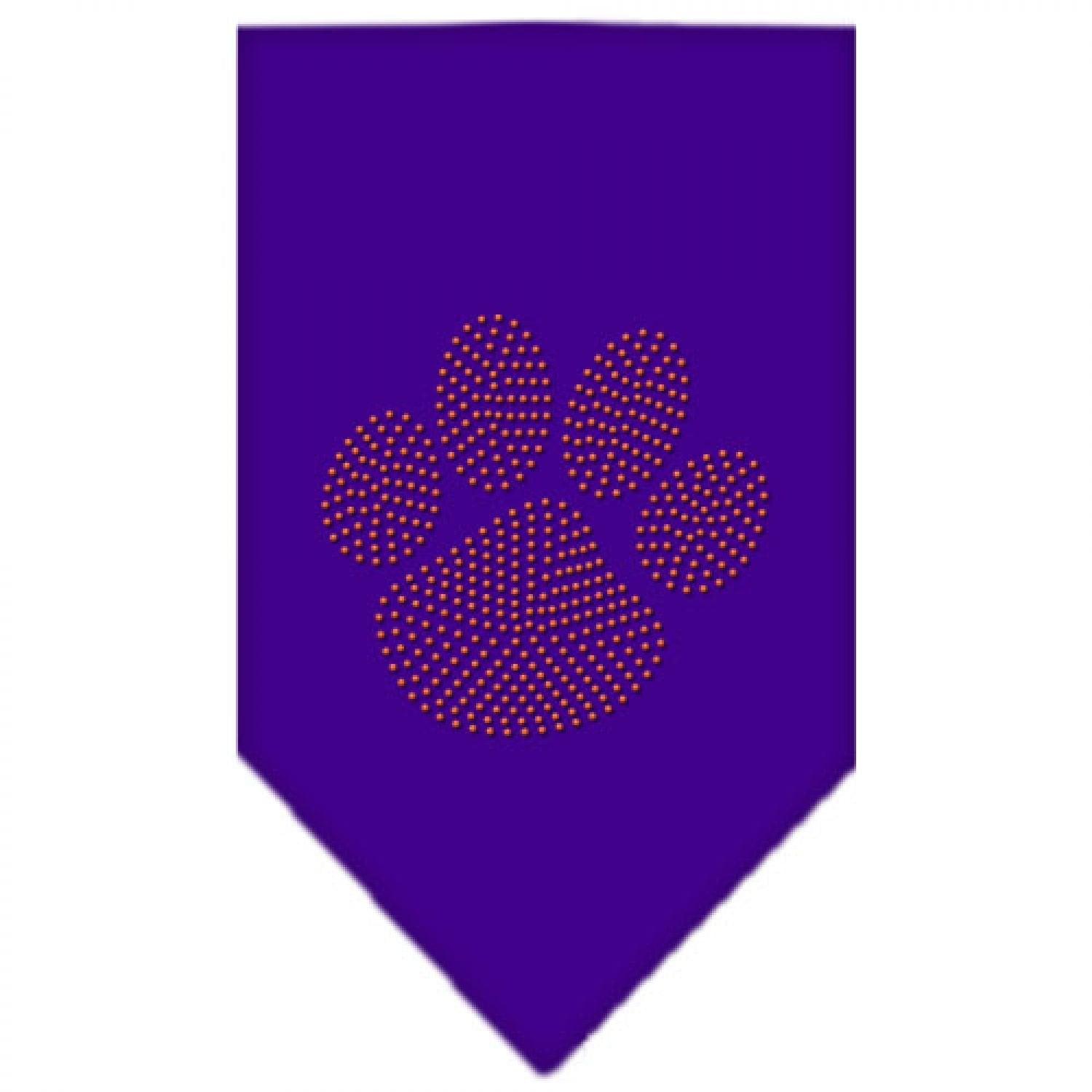 Pet and Dog Bandana Rhinestone, Paw Orange Purple Small