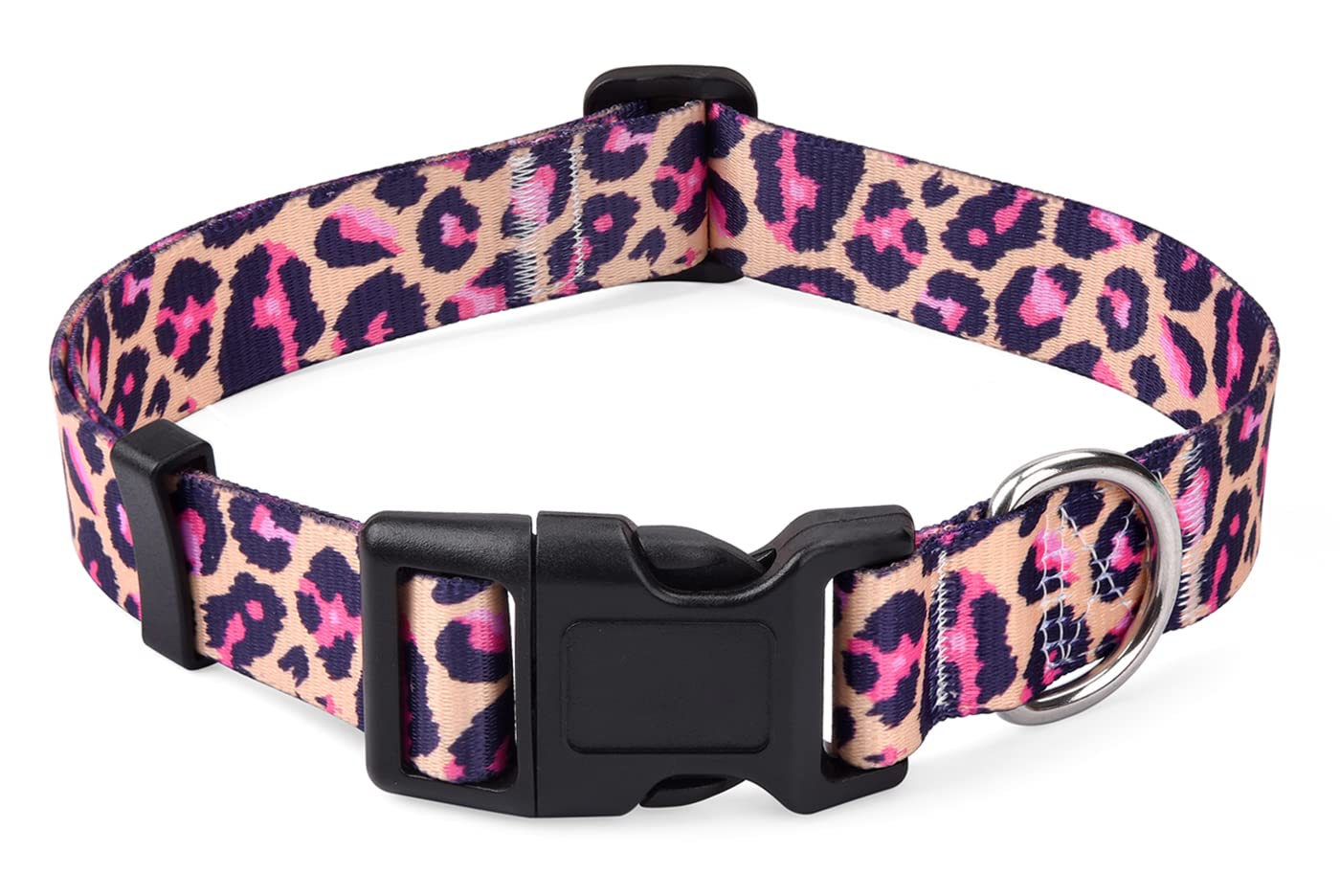 Mihqy Dog Collar With Bohemia Floral Tribal Geometric Patterns - Soft Ethnic Style Collar Adjustable For Small Medium Large Dogs(Pink Leopard,M)