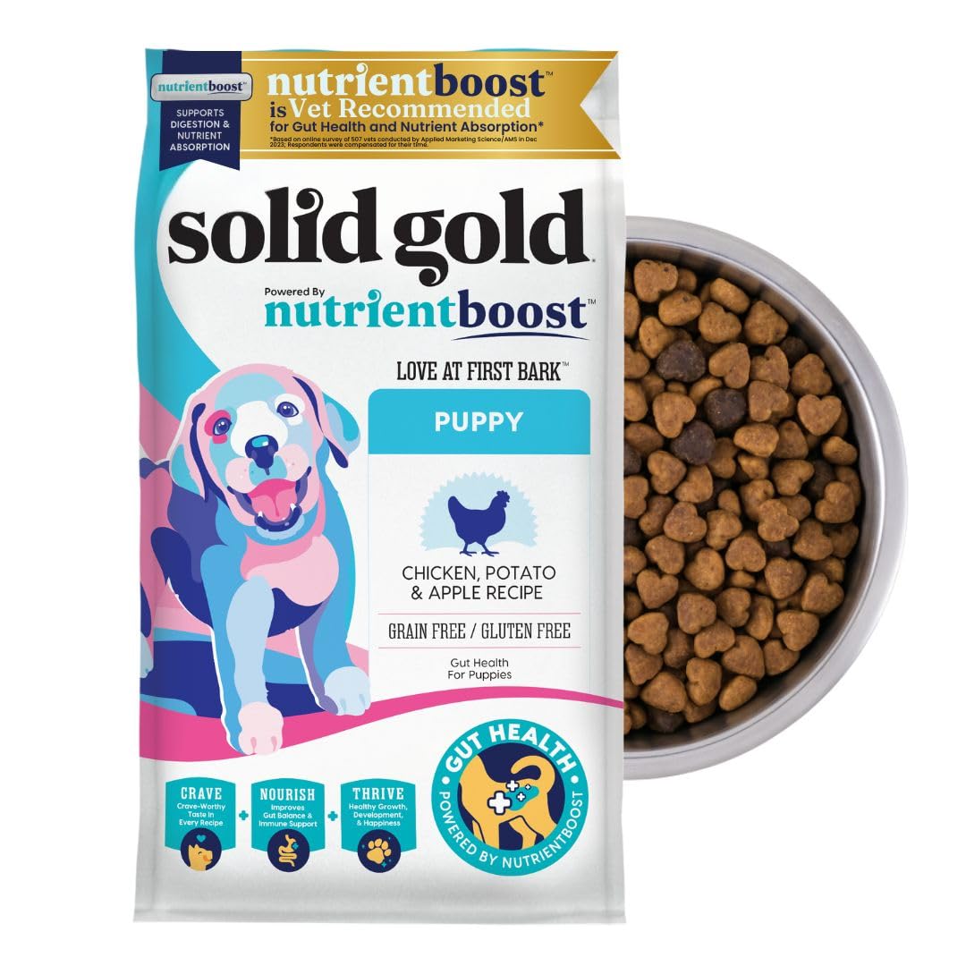 Solid Gold Chicken Dry Puppy Food - W/Real Chicken & Potato - Grain Free & Gluten Free Puppy Dog Food w/Probiotics for Gut Healt