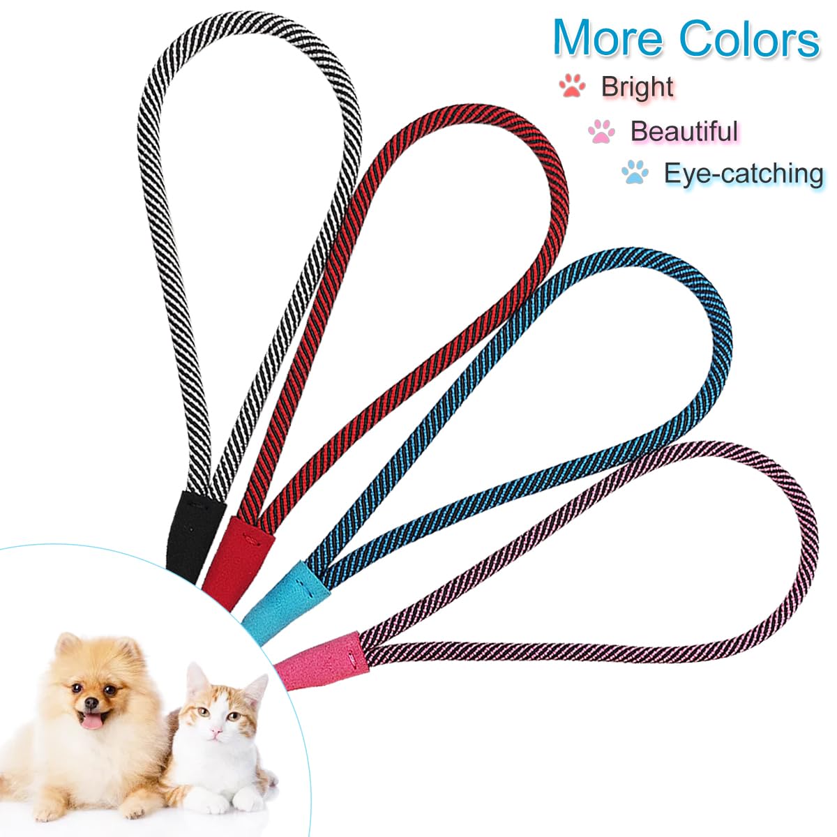 Boswany Small Dog Leash 7Ft, Lightweight Nylon Rope Leash For Puppy Pets, Cats, Small Animals Medium Dogs Walking, Blue