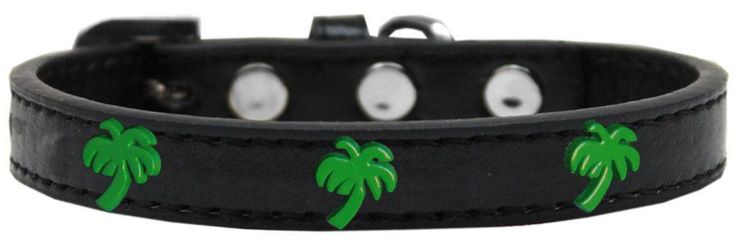 Mirage Pet Products 631-24 BK16 Green Palm Tree Widget Dog Collar, Size 16, Black
