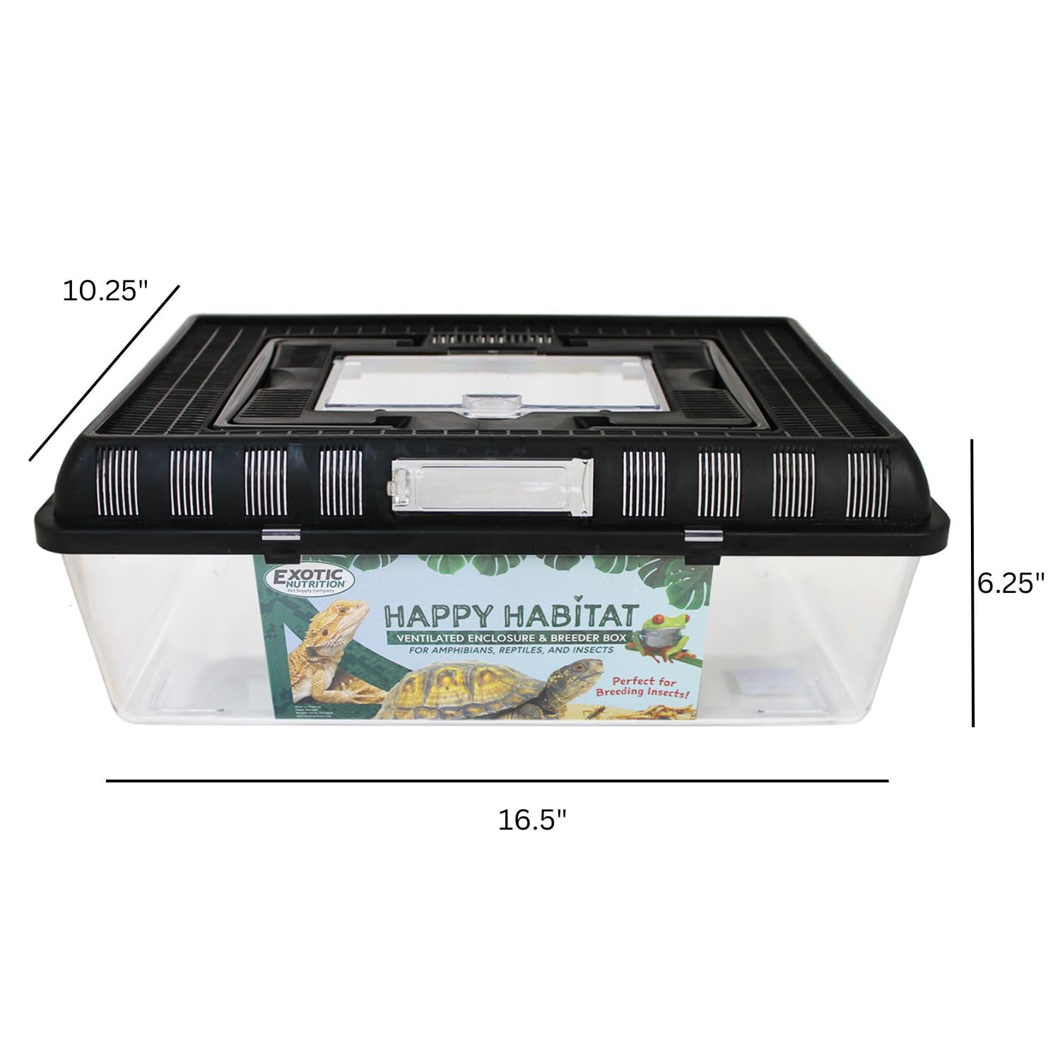Happy Habitat (Large) - Ventilated Enclosure & Breeder Box - For Live Feeder Insects, Reptiles, Amphibians & Other Small Pets -