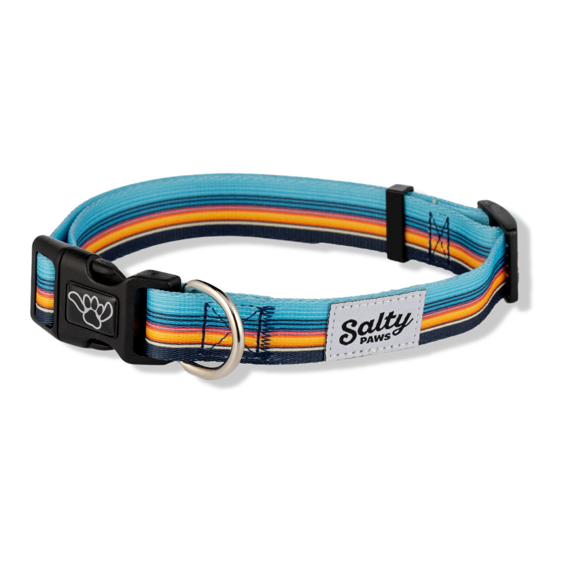 Shaka'S Salty Paws Boy & Girl Dog Collar Small Medium Large (Small Dog Collar Adj. 10-16'' For Dogs Up To 25 Lbs, Sunset Stripes