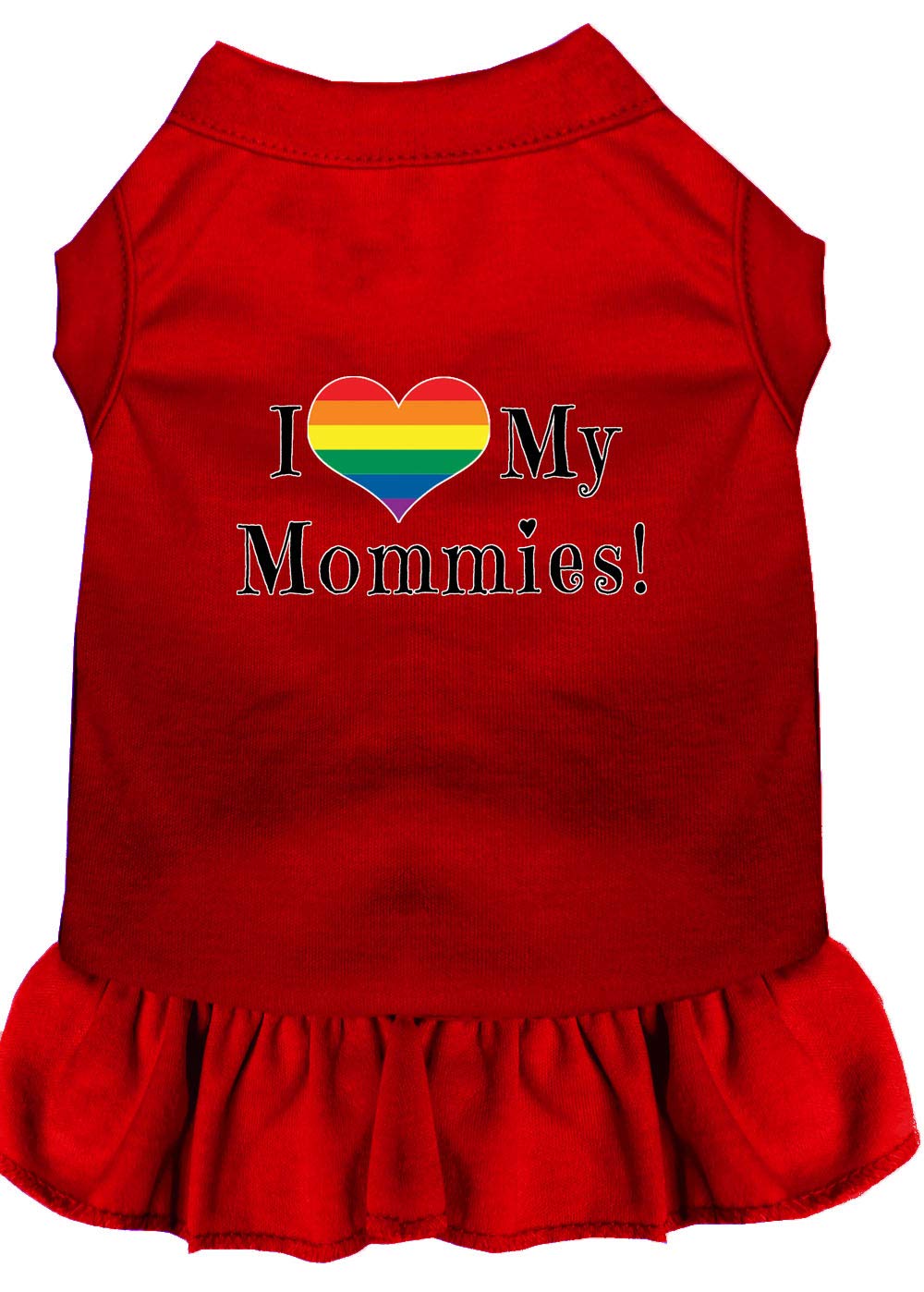 Pet Dog & Cat Dress Screen Printed, "I Heart My Mommies" Red 4XL (30-45 lbs.)