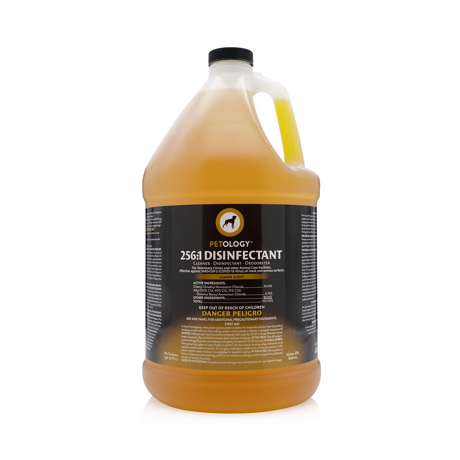 Petology 256:1 Disinfectant, 1 Gallon - Liquid Concentrate Disinfectant and Deodorizer, Sanitizer for Veterinary Clinics and Ken