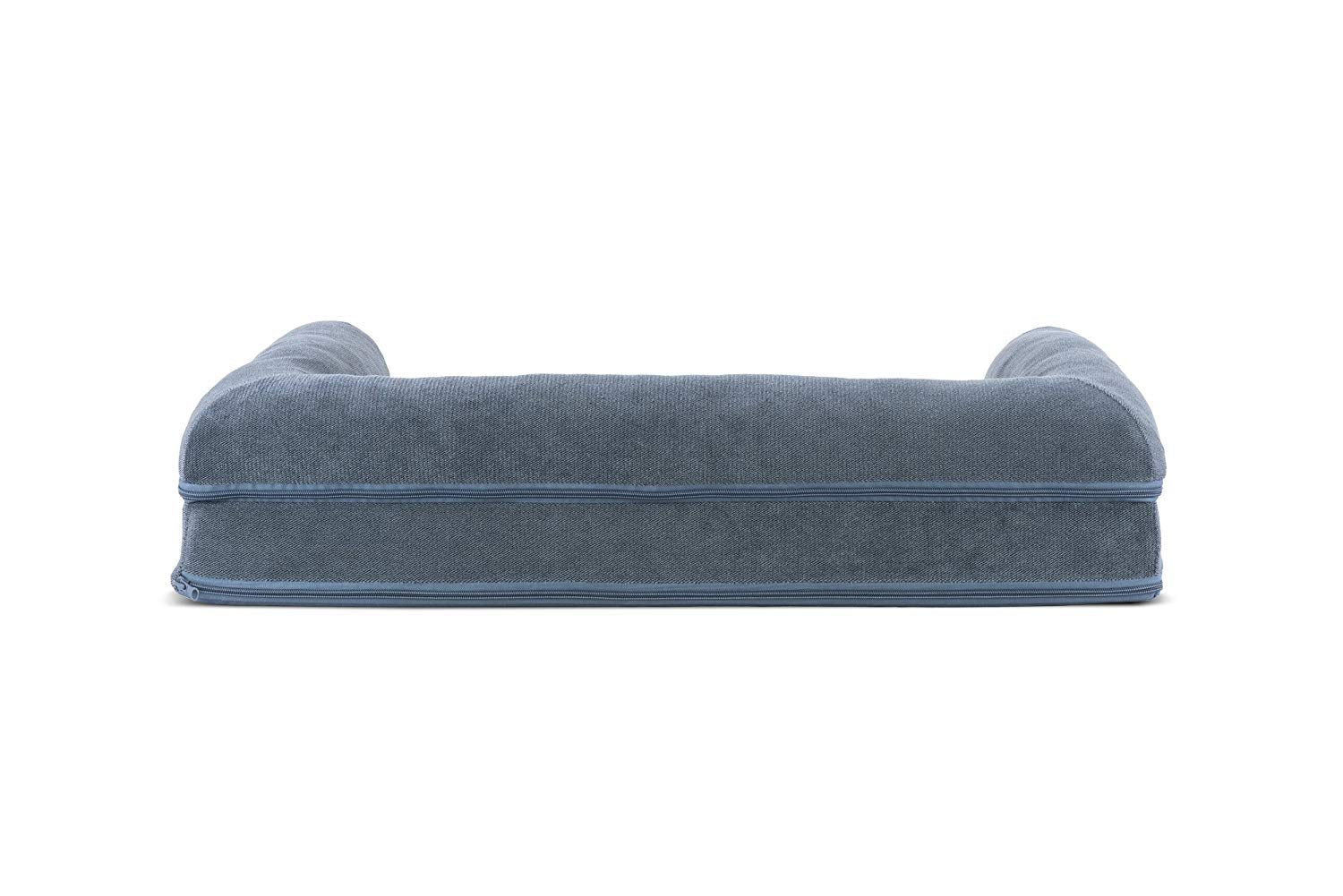 Furhaven Cooling Gel Dog Bed for Medium/Small Dogs w/ Removable Bolsters & Washable Cover, For Dogs Up to 35 lbs - Sherpa & Chen