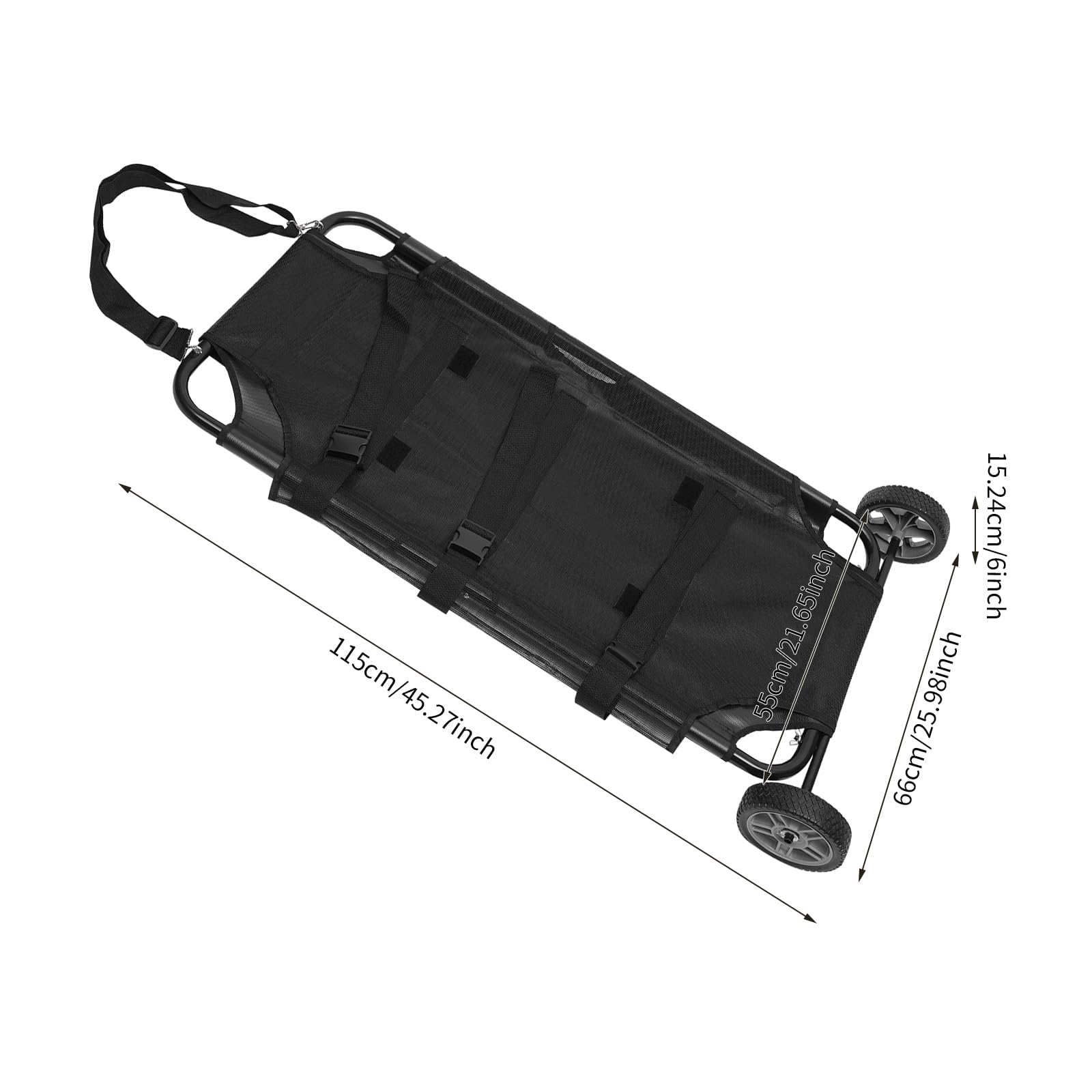 Wdzczdoo Black Animal Stretcher Pet Trolley, 45X27 Inch, Max 220Lbs Capacity, Ideal For Large Dog Breeds, Veterinary Transport,