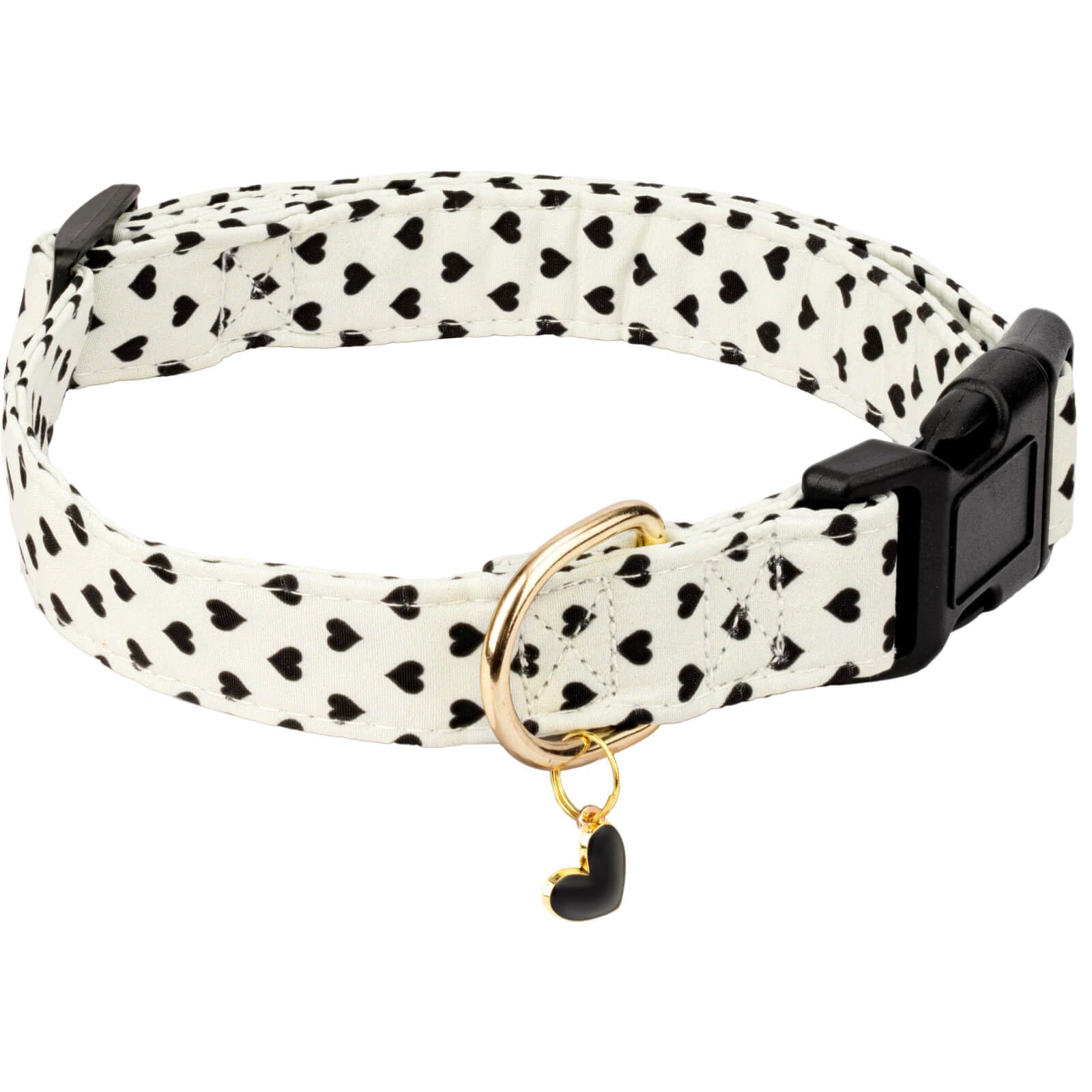 Gelwoo Cotton Dog Collar,Soft and Cute Puppy Collars with Hearts Patterned Design for Girl Female Boy Dogs,Adjustable Buckle Pet