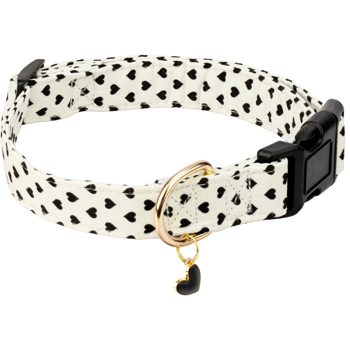 Gelwoo Cotton Dog Collar,Soft and Cute Puppy Collars with Hearts Patterned Design for Girl Female Boy Dogs,Adjustable Buckle Pet