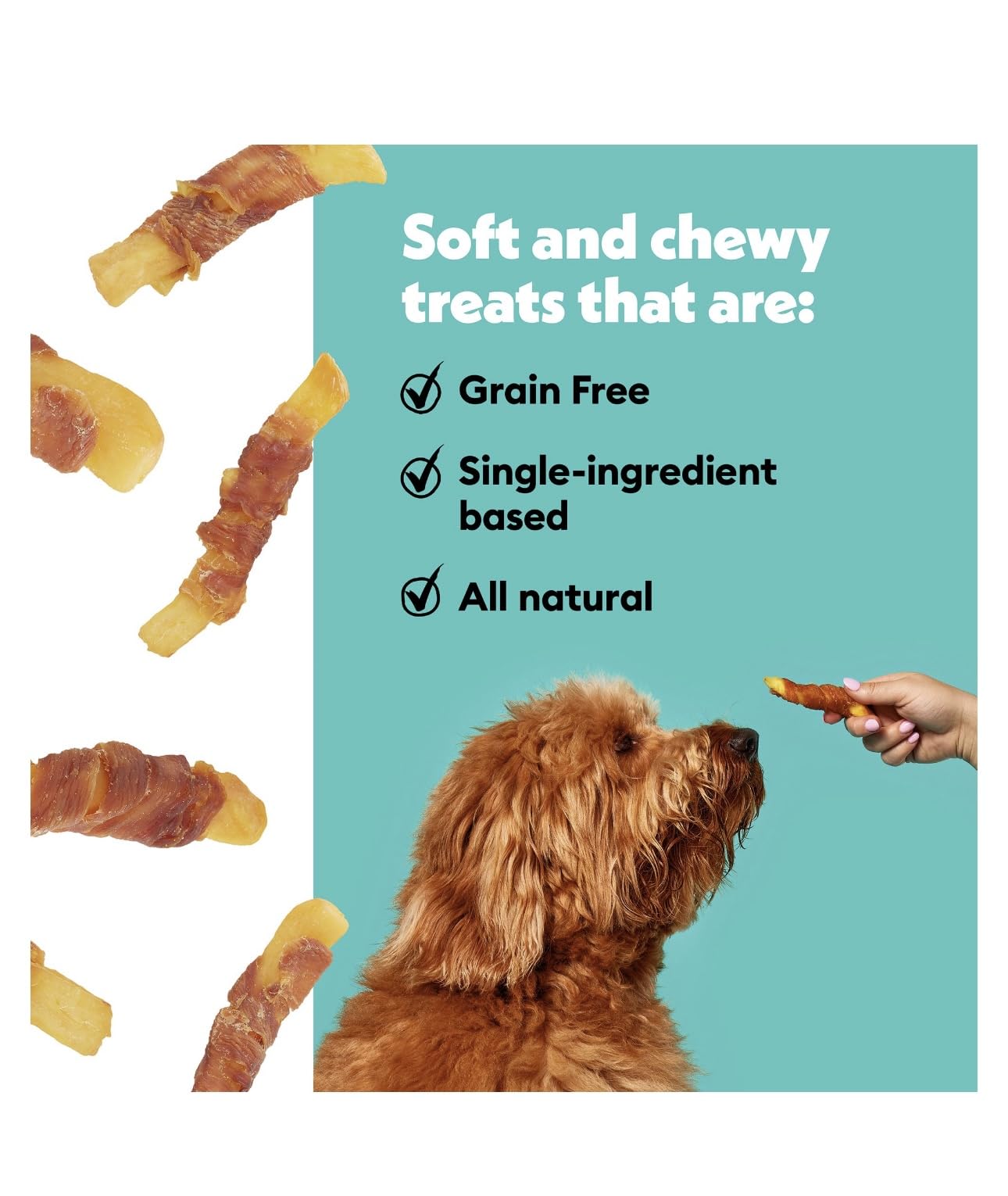 Wiggles & Wags Twists Dog Treats, Chicken & Sweet Potato, Soft and Chewy, 16 oz, with DN Essentials Bone Shaped Waste Bag Dispen