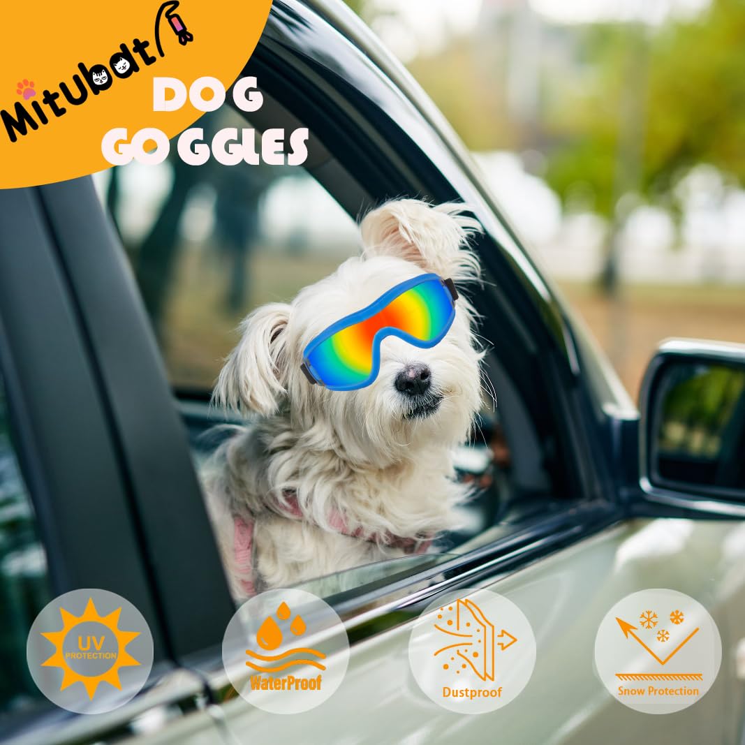 Mitubati Dog Goggles Small Breed Dog Sunglasses With Adjustable For Uv Protection Eyewear Doggy Doggie Puppy Glasses Anti-Fog Wi