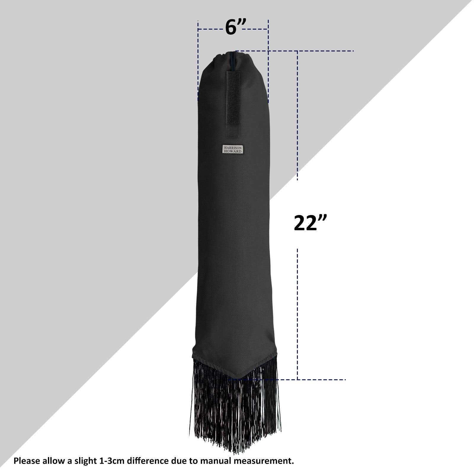 Harrison Howard Smooth Lightweight Adjustable Fastener Nylon Horse Tail Bag With Fringe-Mars Black