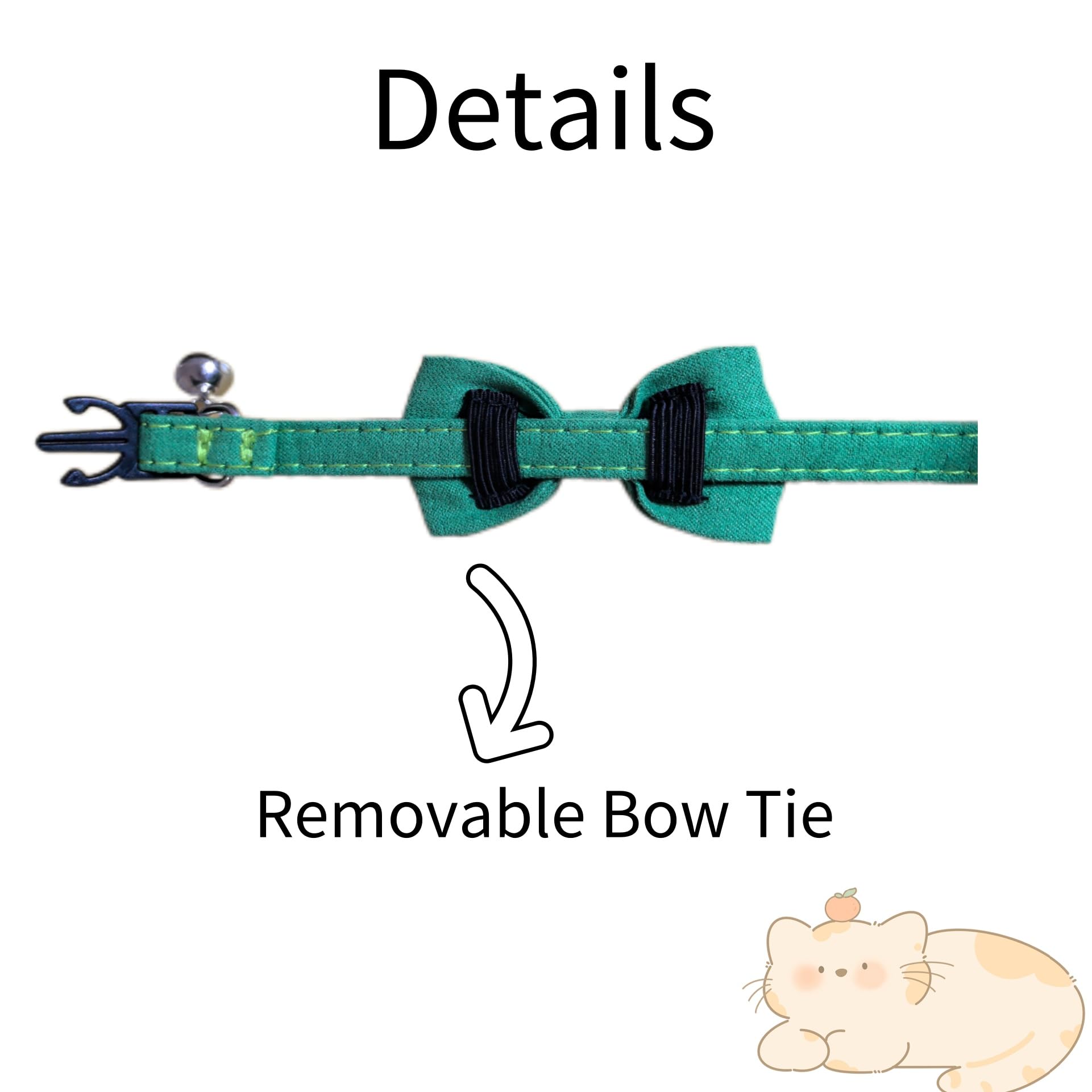 Bow Tie Cat Collar Breakaway With Bell Safety, Removable Bowtie, Adjustable Kitten Collars For Girl Boy Kitty Small Pets, 7'-11