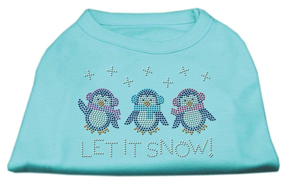 Christmas Pet Dog & Cat Shirt Rhinestone, 'Let It Snow Penguins' Aqua 3Xl (25-35 Lbs.)