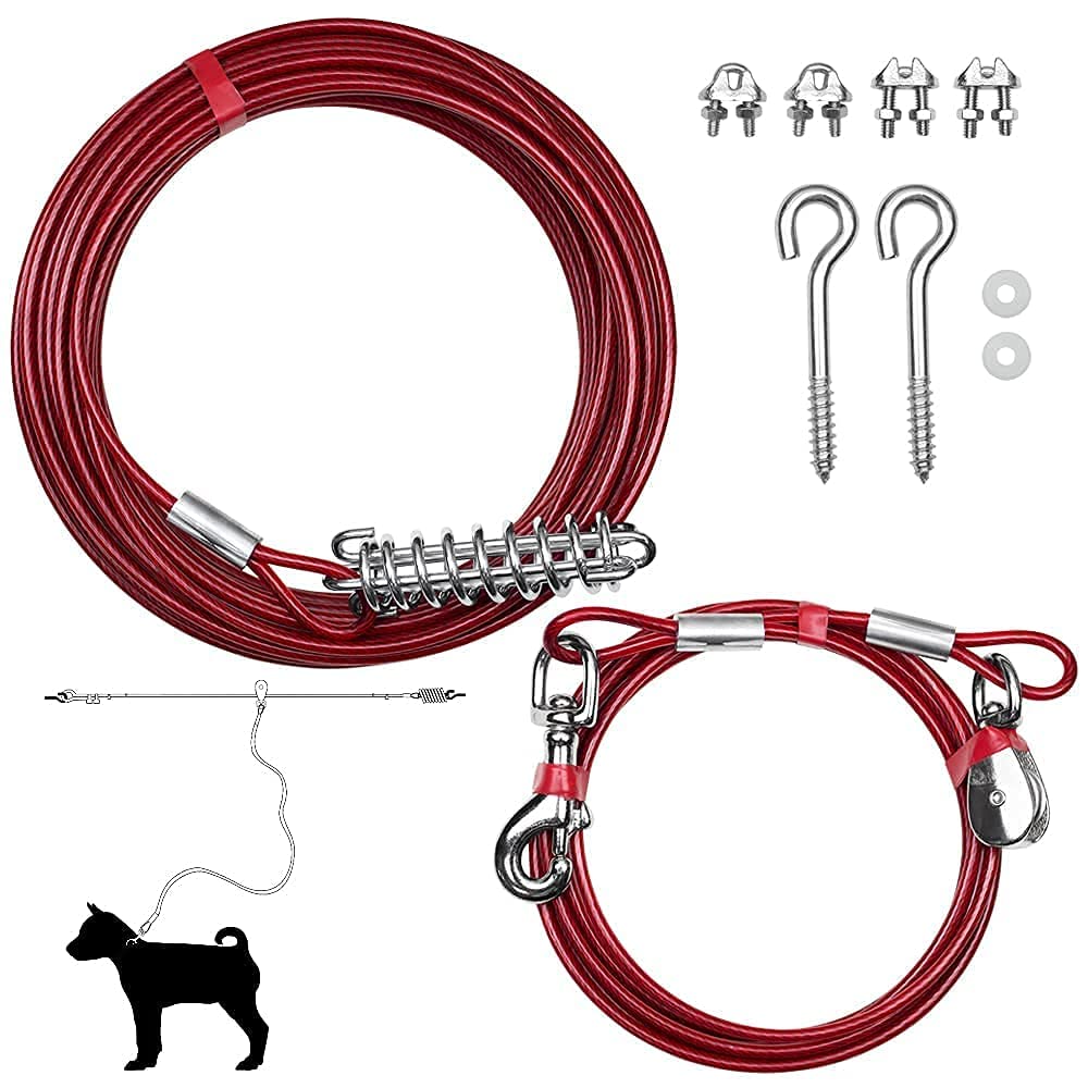 Bv Dog Trolley Cable, Dog Trolley System, Camping For Dogs - Up To 125 Lbs | Dog Runner Outside, Dog Cable For Yard Heavy Duty | Dog Cable 60 Ft | Outdoor Camping Zipline (125Lbs/ 60Ft/ Trolley)