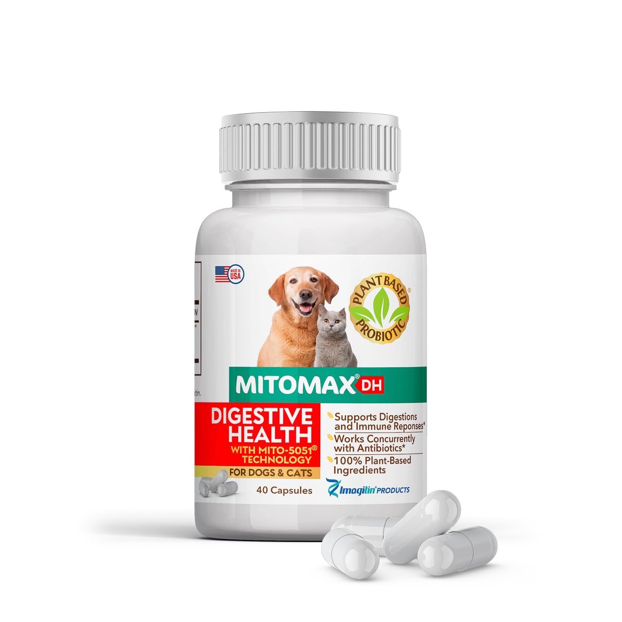 MitoMax-premium plant based probiotics for dogs and cats, 40 capsules