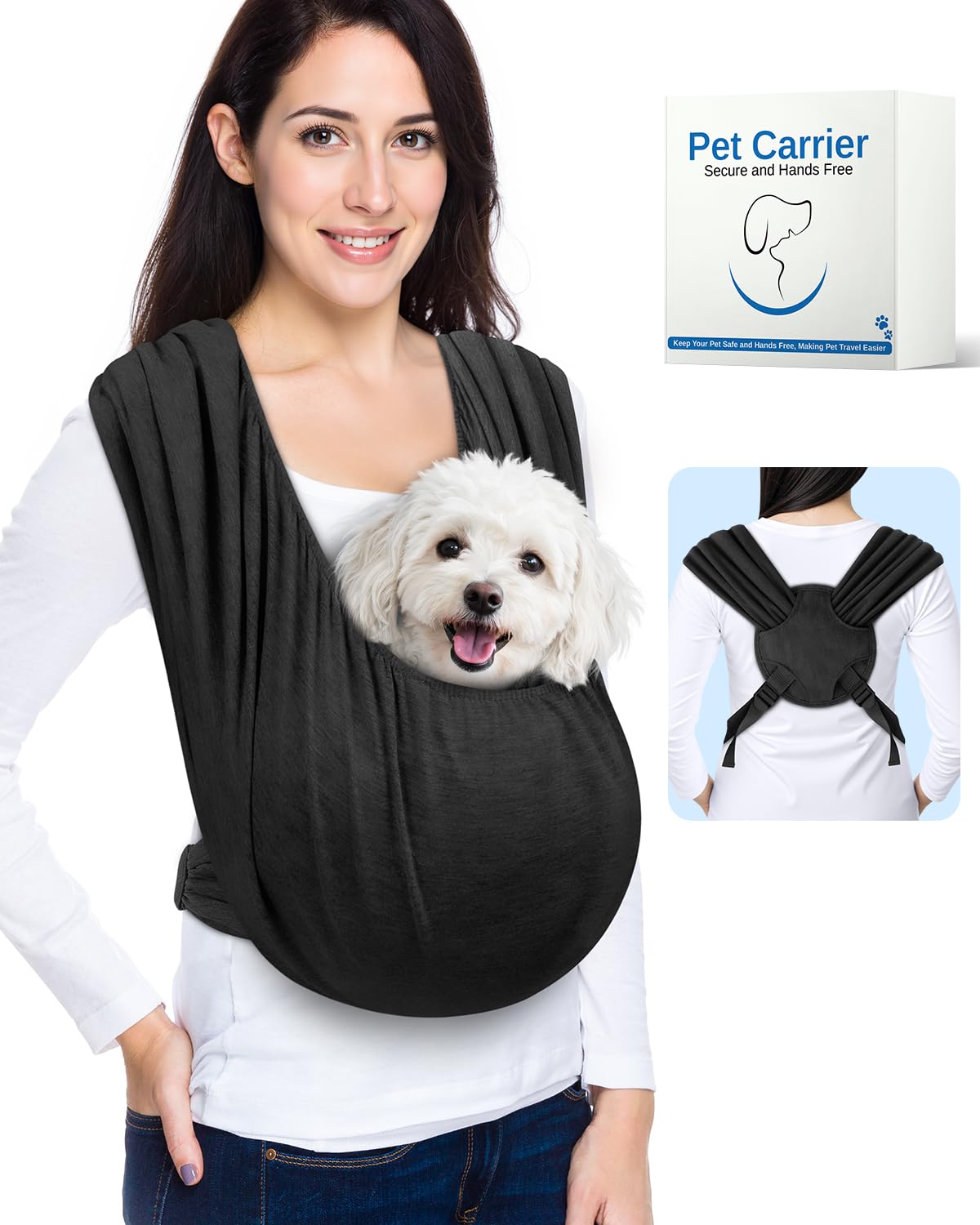 Dog Sling Carrier for Small Dogs, Front Pet Sling Carrier Chest, Adjustable Reducing Back Stress Cat Sling for Small Pet up to 2