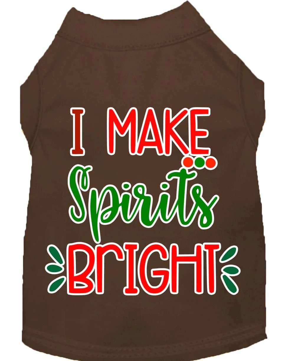 Christmas Pet Dog & Cat Shirt Screen Printed, &quot;I Make Spirits Bright&quot; Orange LG (10-14 lbs.)